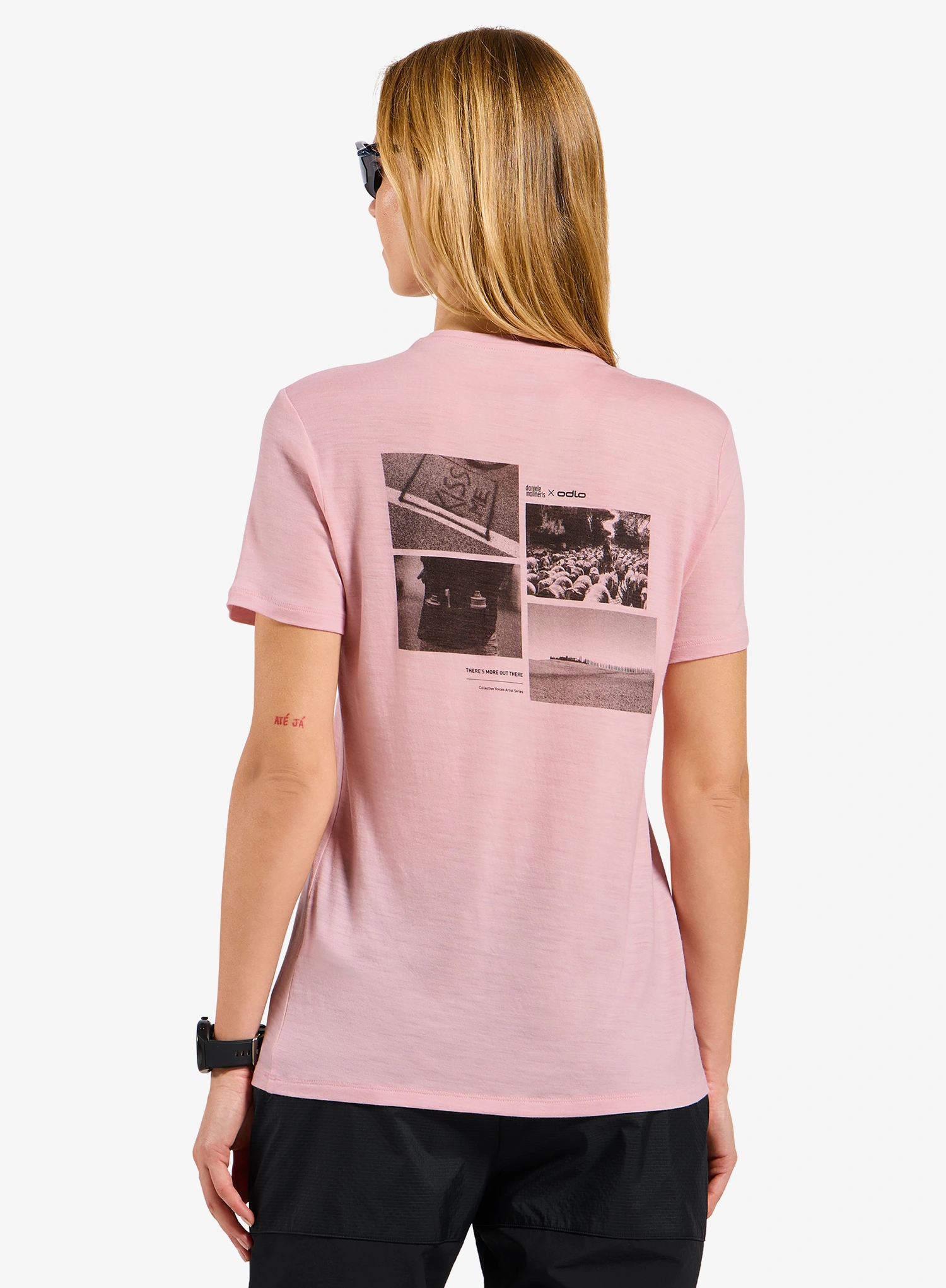 Дамска тениска мерино Odlo Merino 160 Postcards Crew Neck S/S - hyper pink