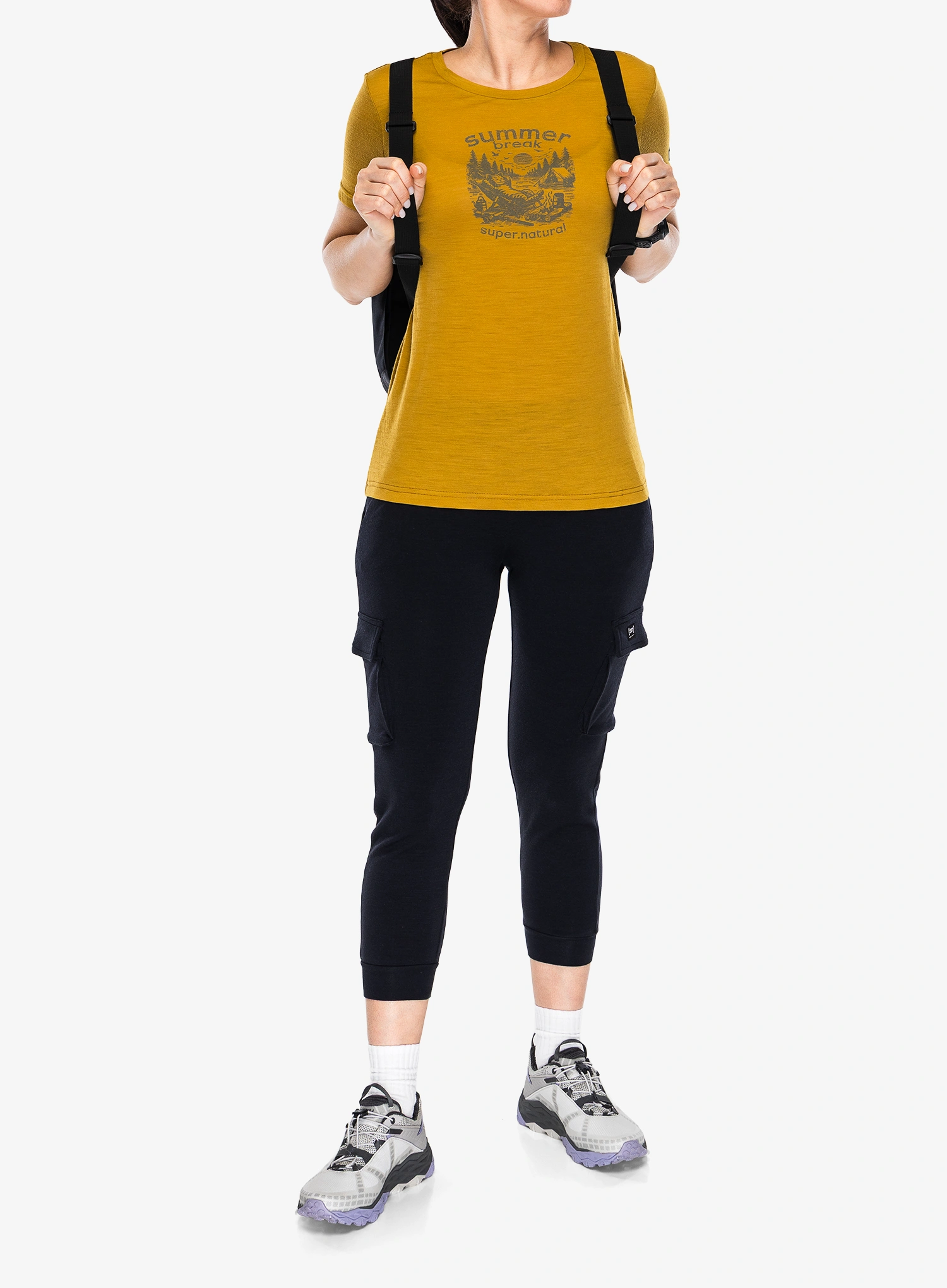 Дамска тениска мерино Super.natural Summer Break Tee - dried tobacco/c.mere grey mel