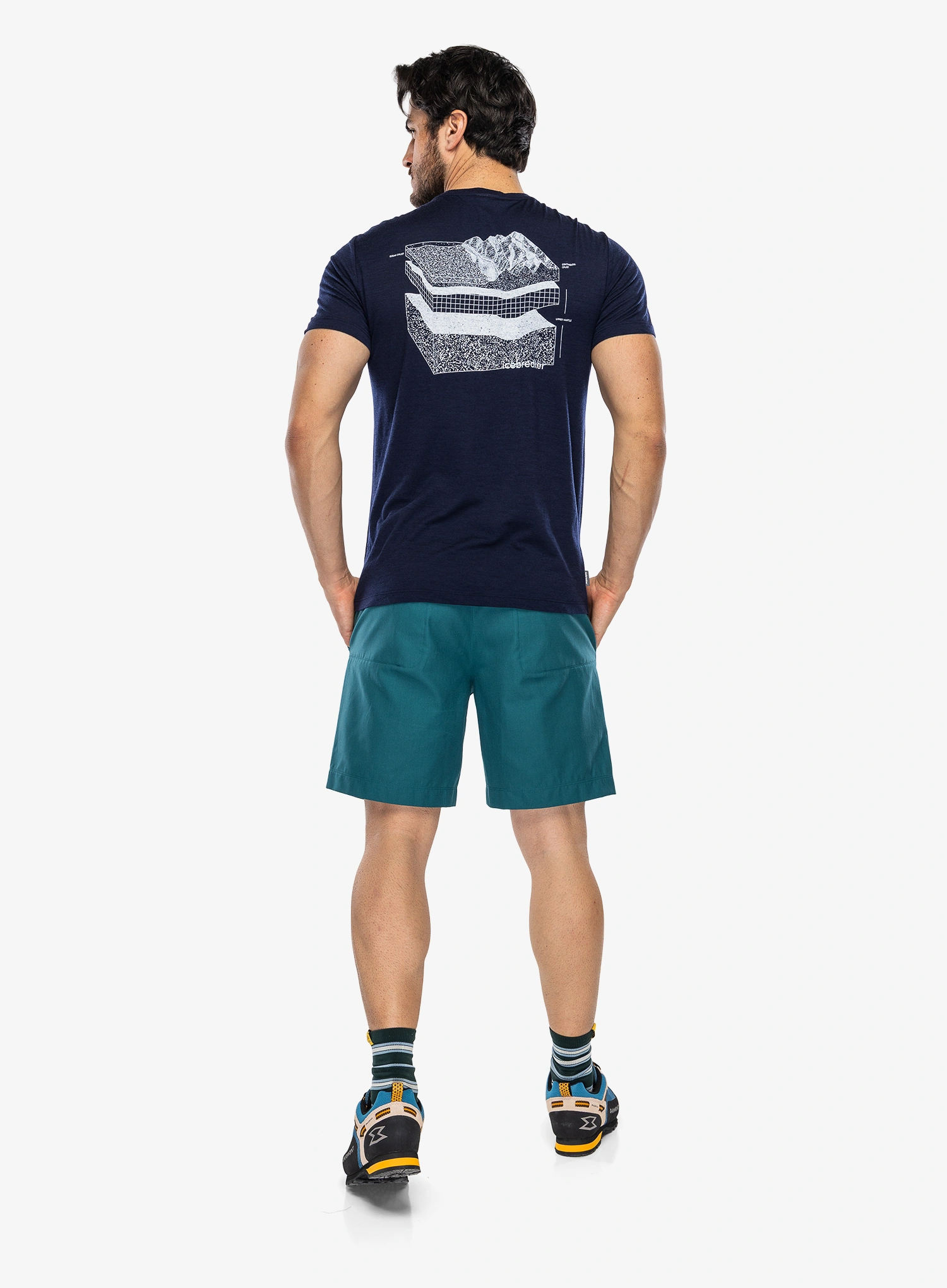 Тениска мерино Icebreaker Merino 150 Tech Lite SS Tee Evolving Layers - midnight navy
