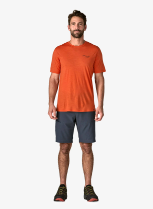 Тениска мерино Patagonia Cap Cool Merino Graphic Shirt - heritage header/coal orange