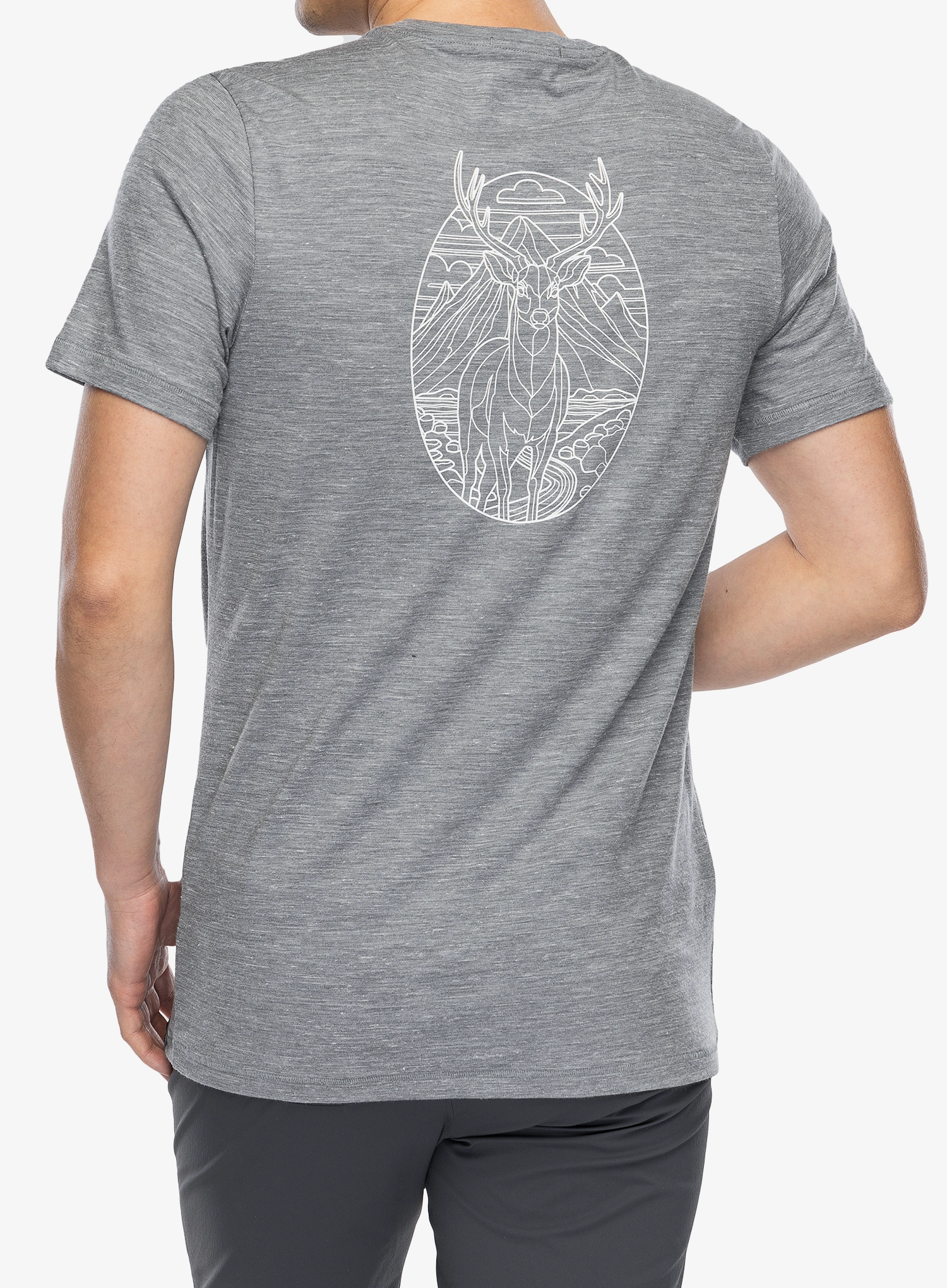 Тениска мерино Smartwool Stag Stare Hemp Short Sleeve Graphic Tee - light gray heather