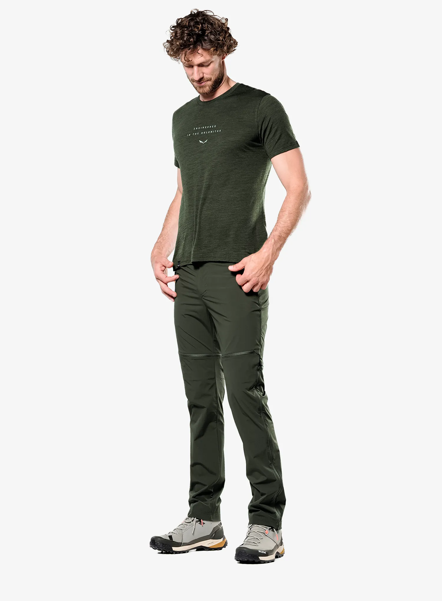Тениска Salewa Eagle Eitd Merino T-Shirt - dark olive