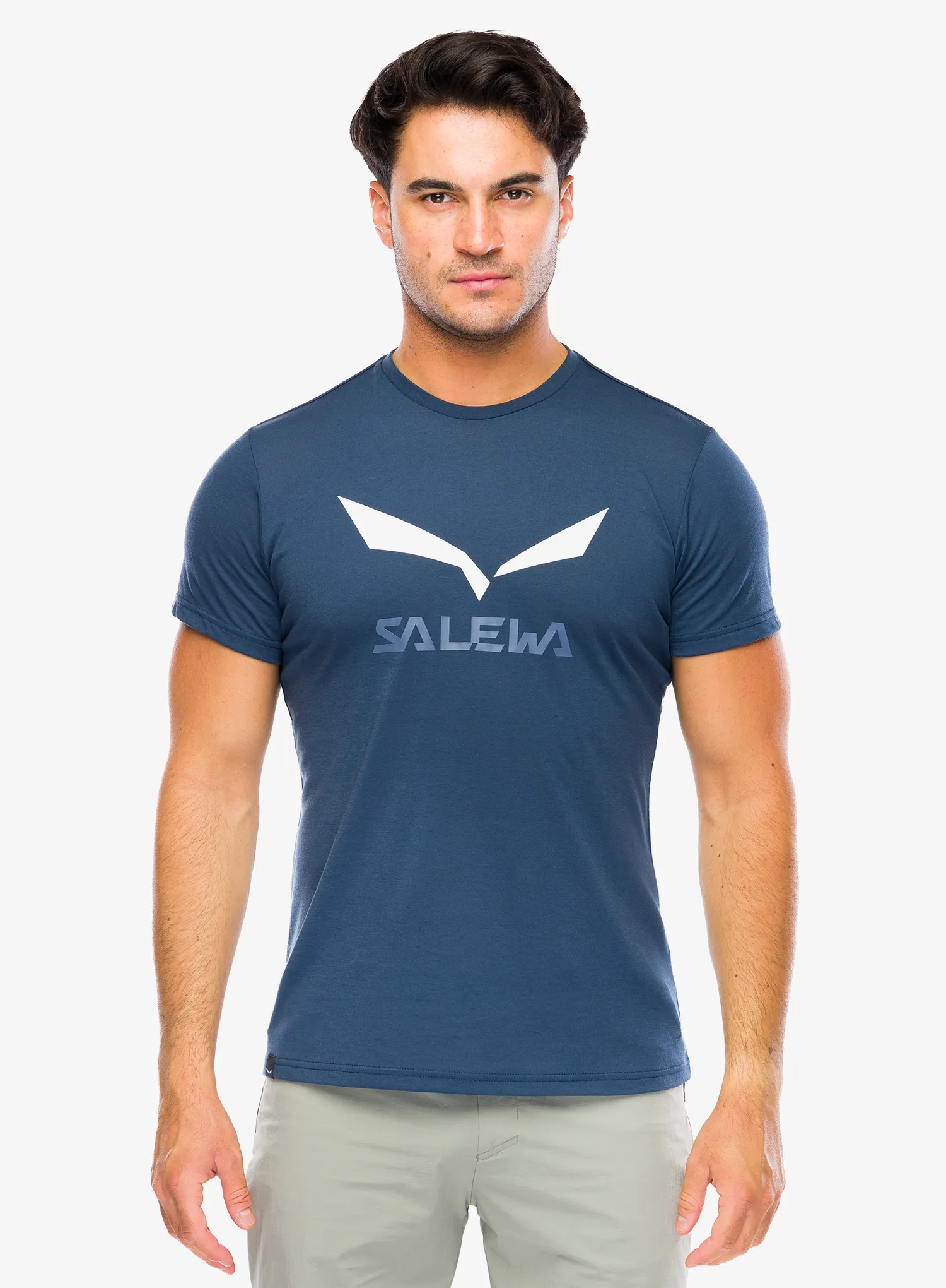 Тениска Salewa Solidlogo Dry T-shirt - dark denim