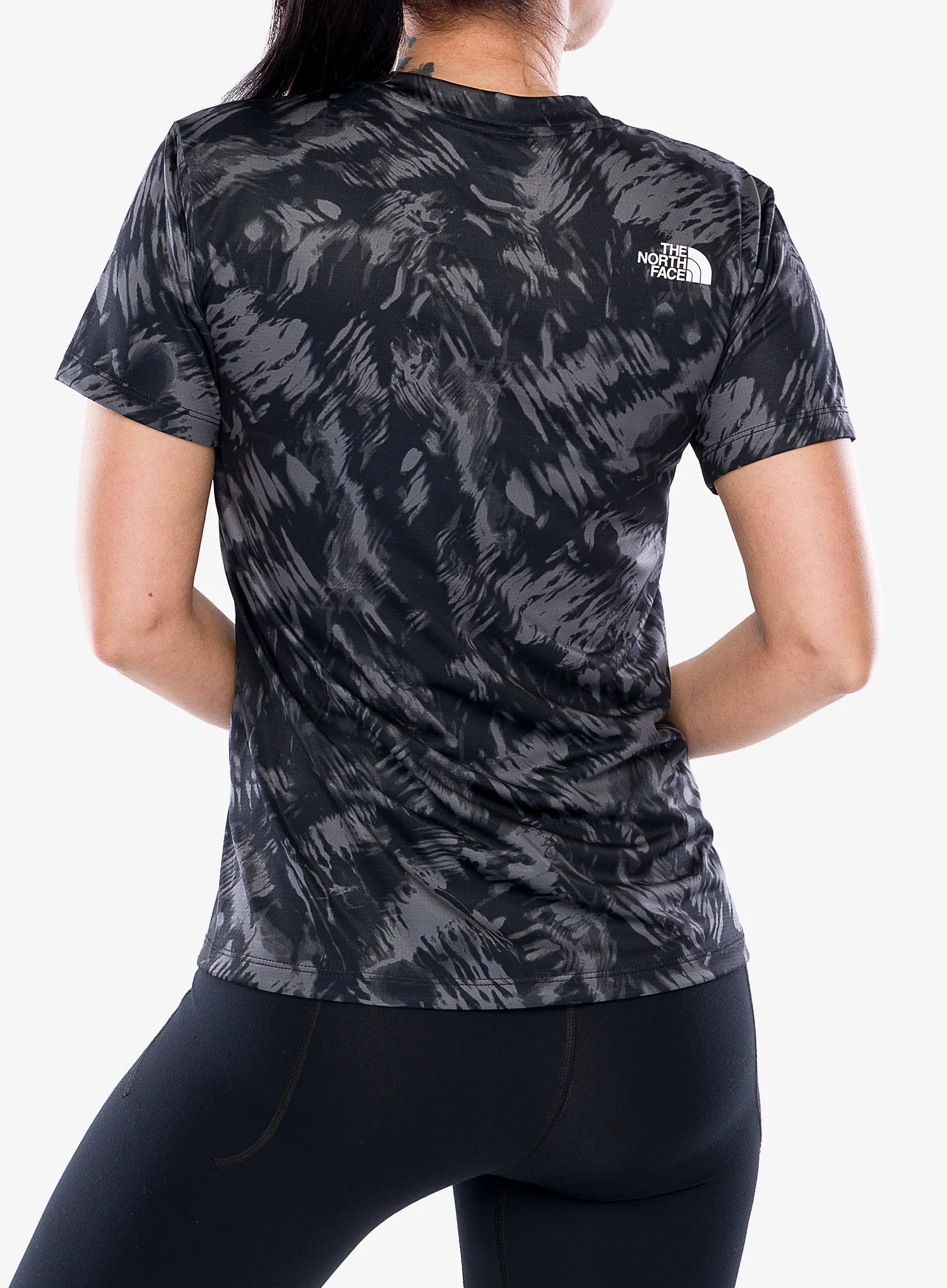 Дамска бързосъхнеща тениска The North Face Flex S/S Tee Reg Aop - tnf black waterfall prizm