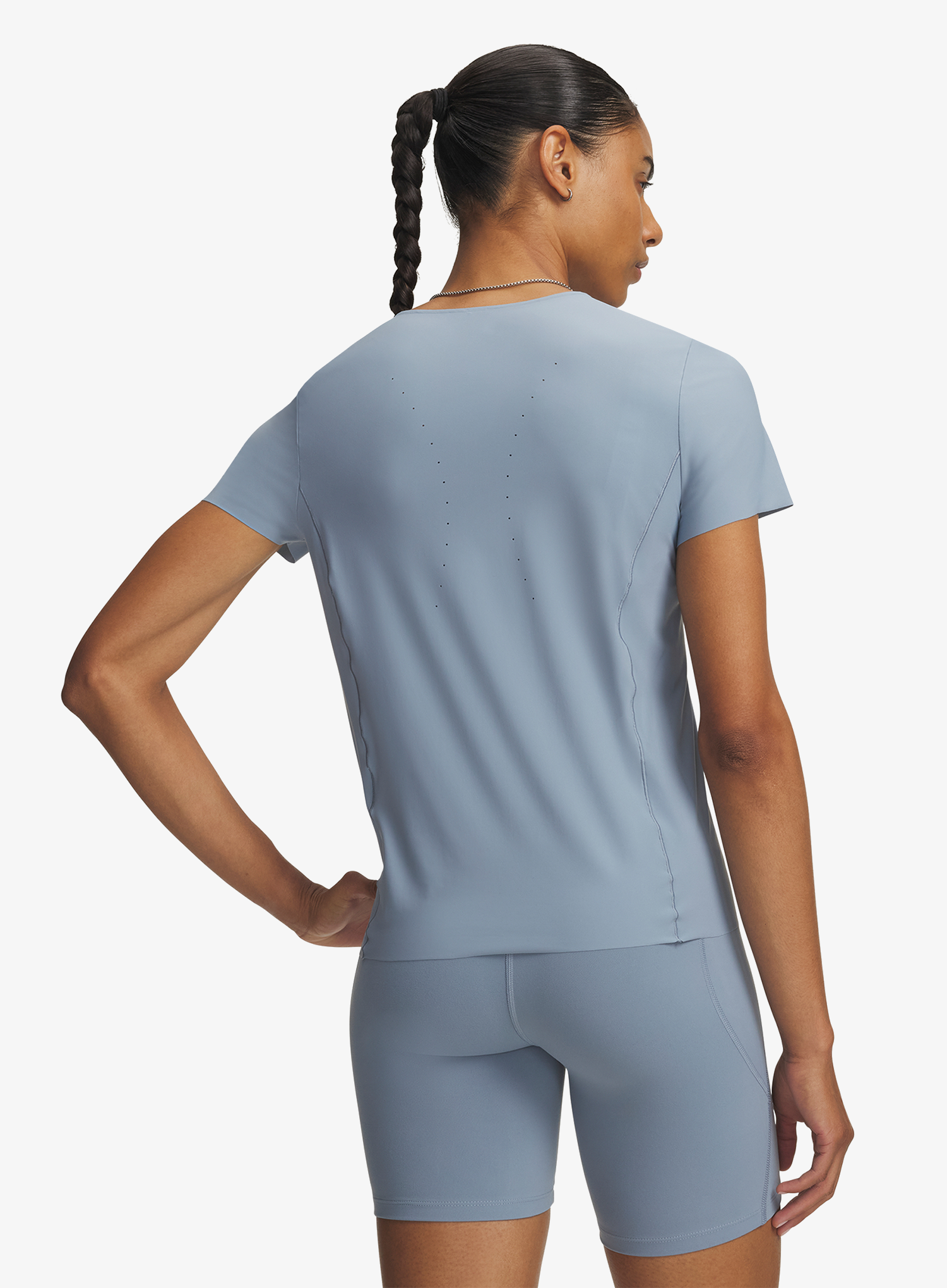 Дамска бързосъхнеща тениска Under Armour Vanish Elite Short Sleeve - blue wind/metallic silver