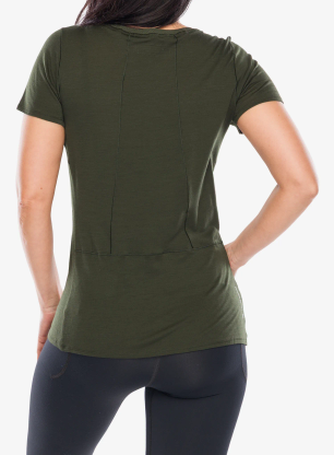 Дамска термоактивна тениска Salewa Agner Merino T-shirt - dark olive