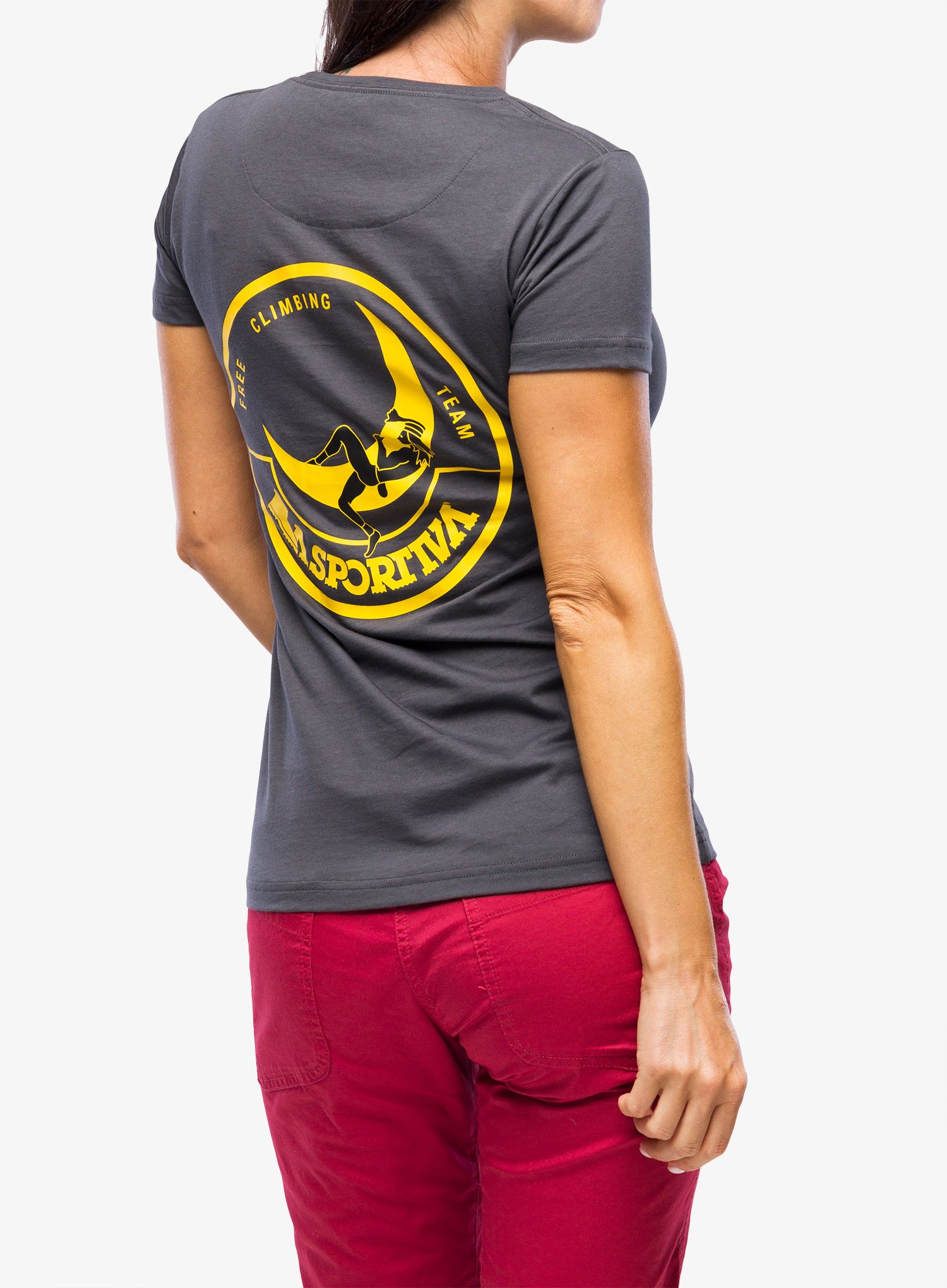 Дамска катерачна тениска La Sportiva Climbing on the Moon T-Shirt - carbon/giallo