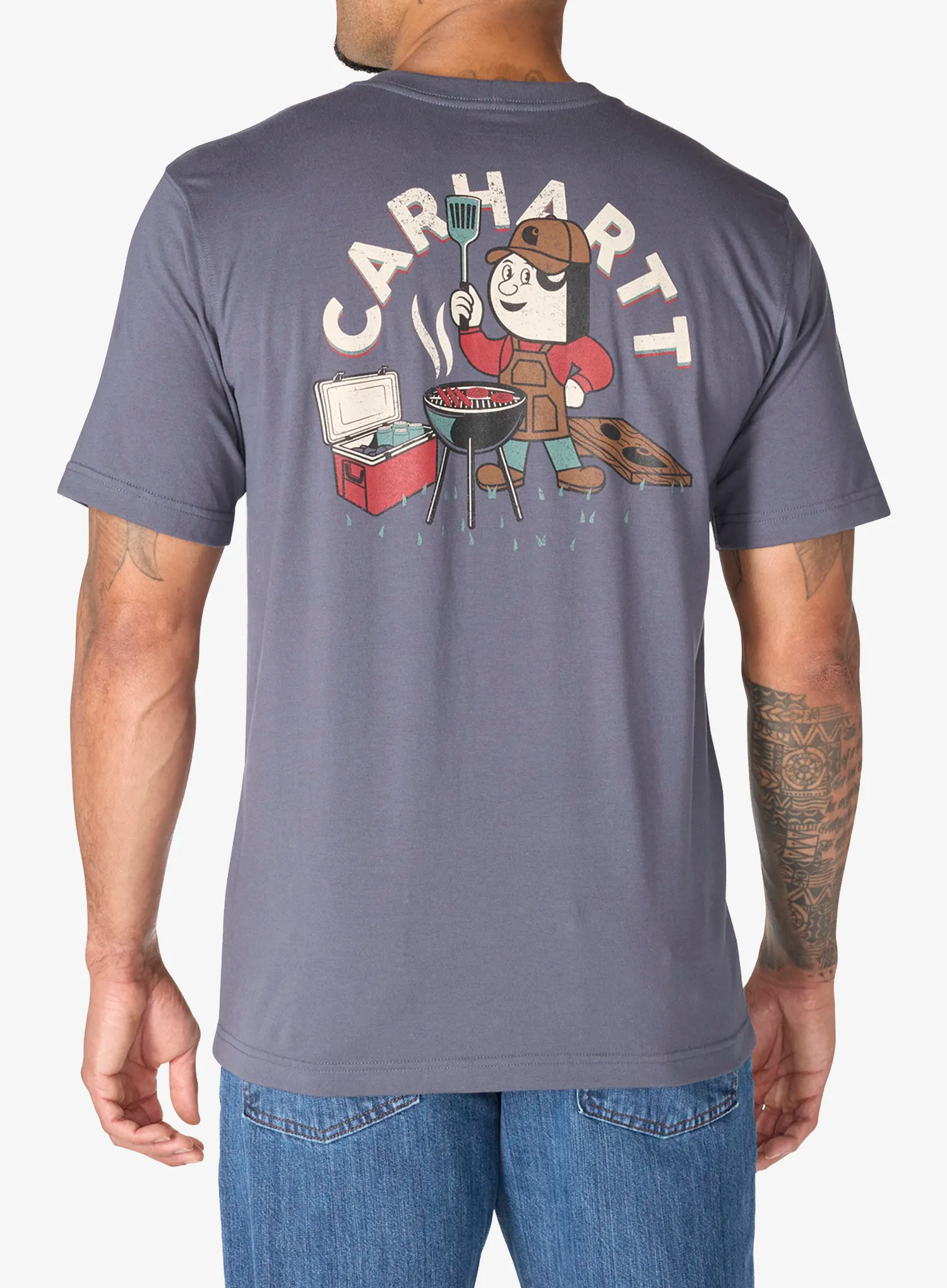 Тениска с щампа Carhartt Irvine Relaxed Grill T-Shirt - bluestone