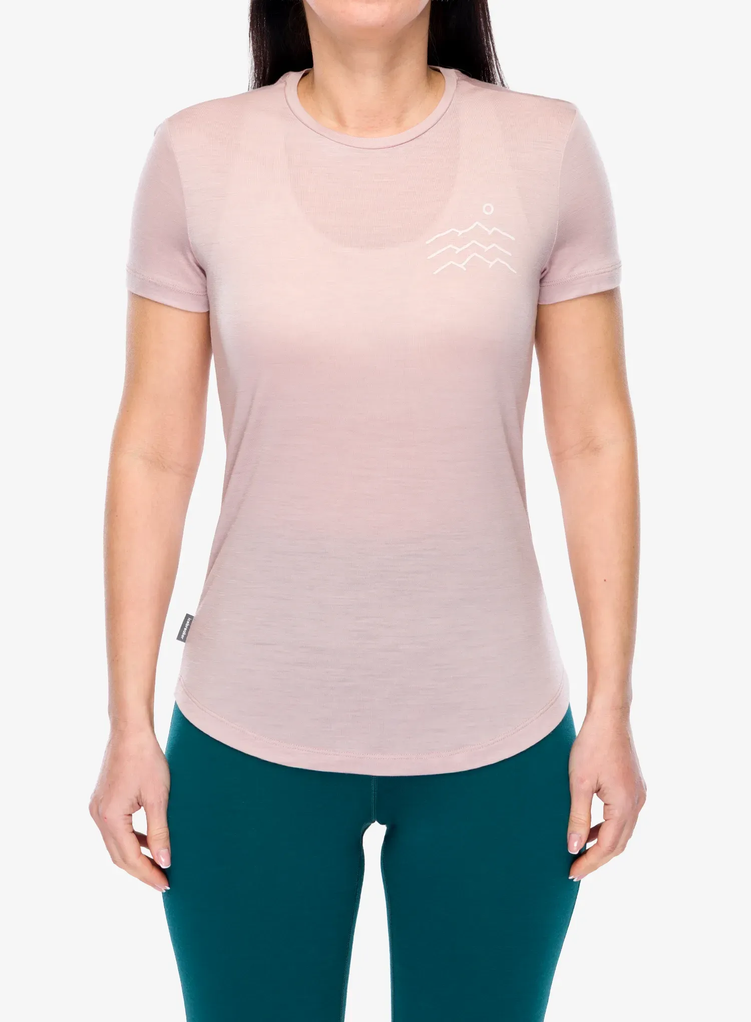 Дамска тениска с щампа Icebreaker Merino 125 Cool-Lite Sphere SS Tee Across The Peaks - pink quartz