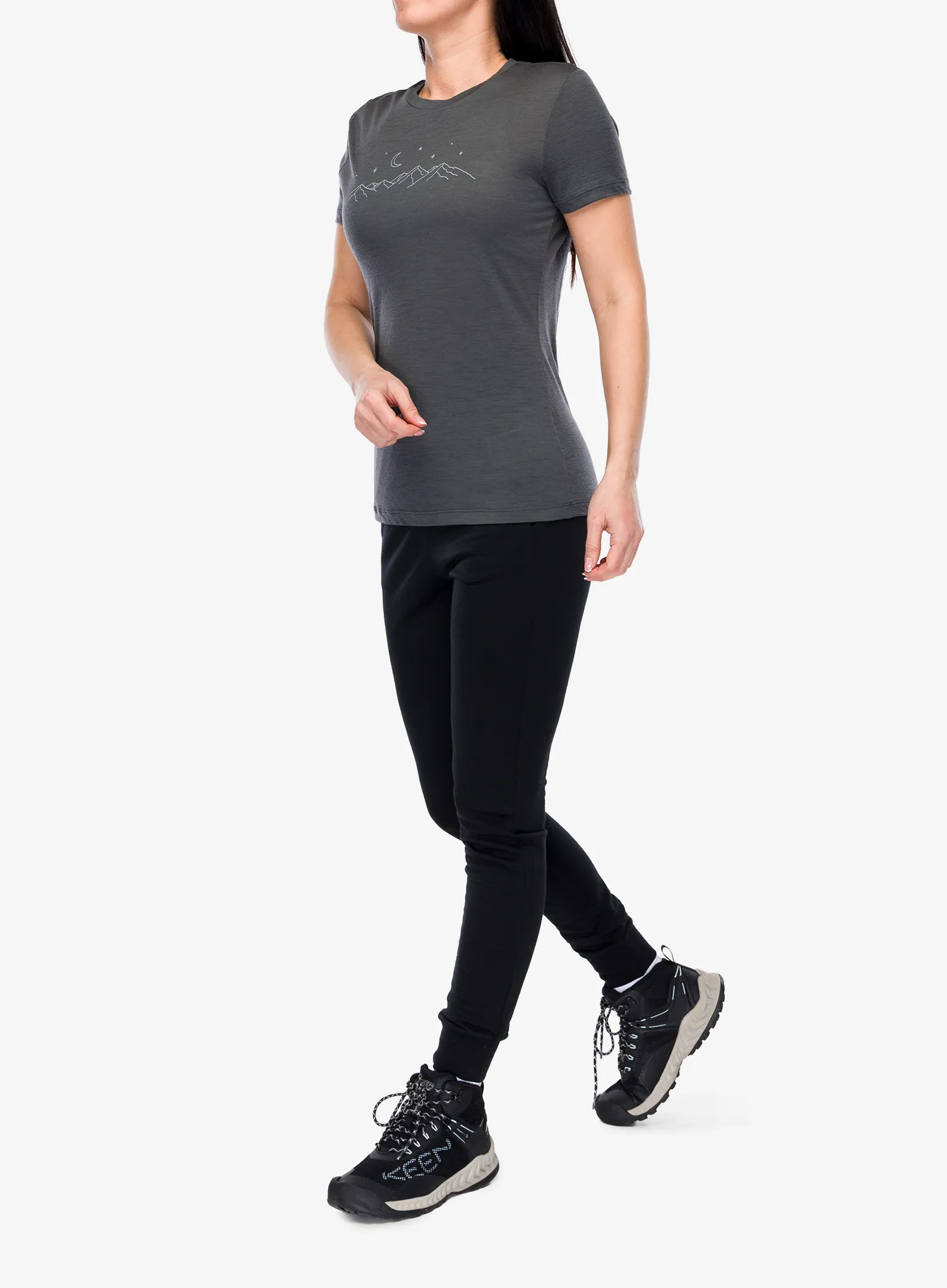 Дамска тениска с щампа Icebreaker Merino 150 Tech Lite SS Tee Sparkling Stars - obsidian