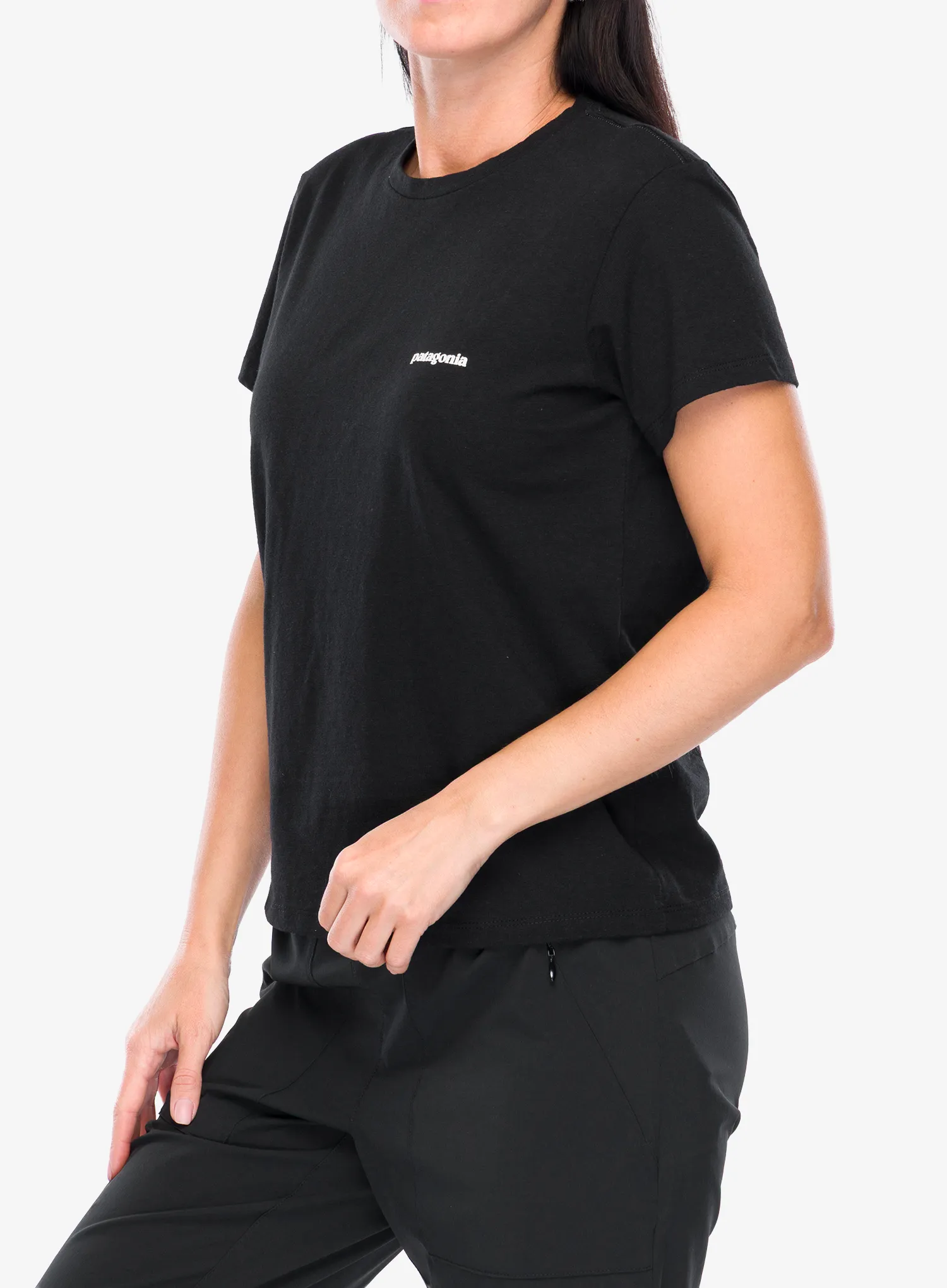 Дамска тениска с щампа Patagonia P-6 Logo Responsibili-Tee - black