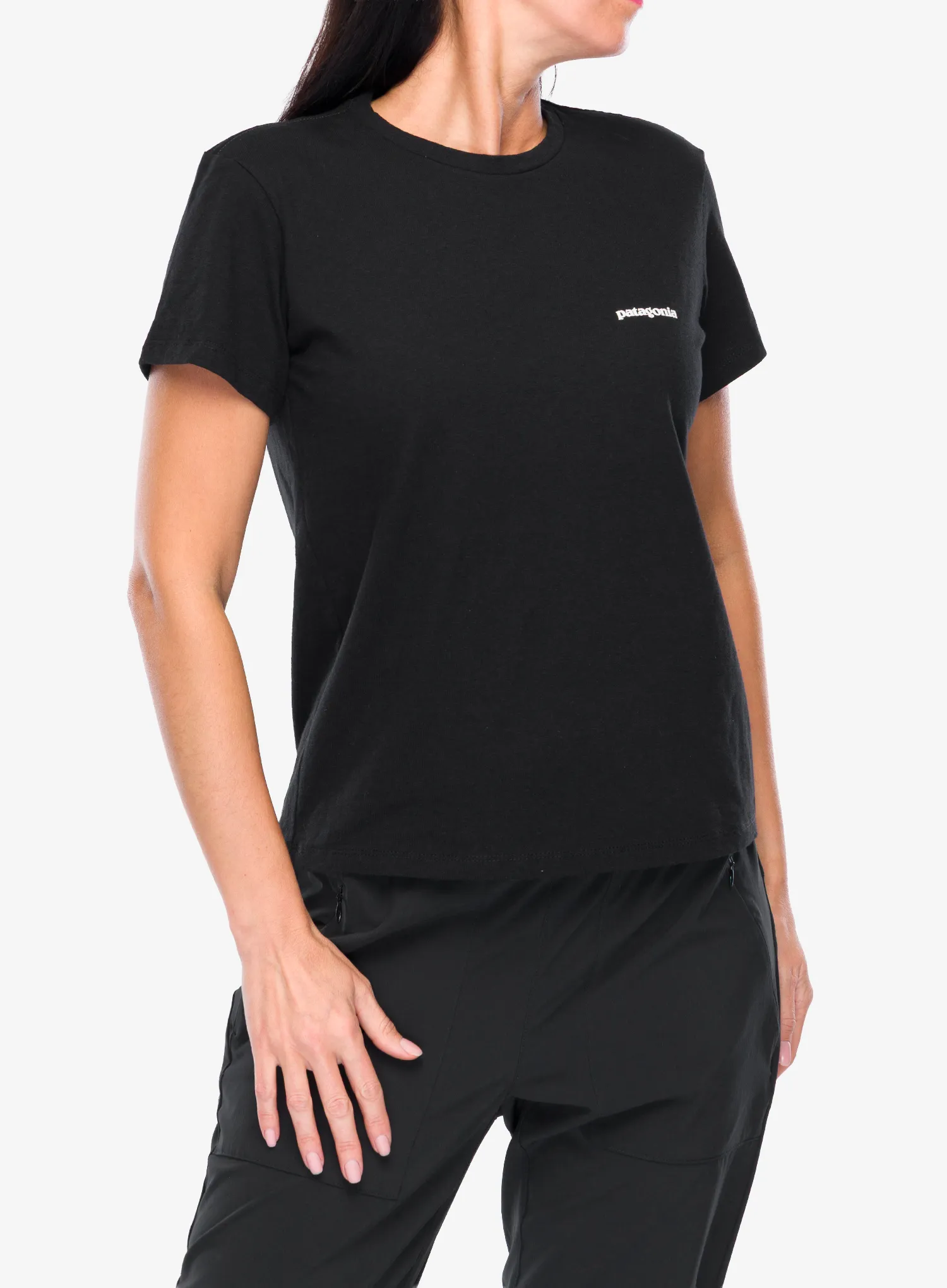 Дамска тениска с щампа Patagonia P-6 Logo Responsibili-Tee - black