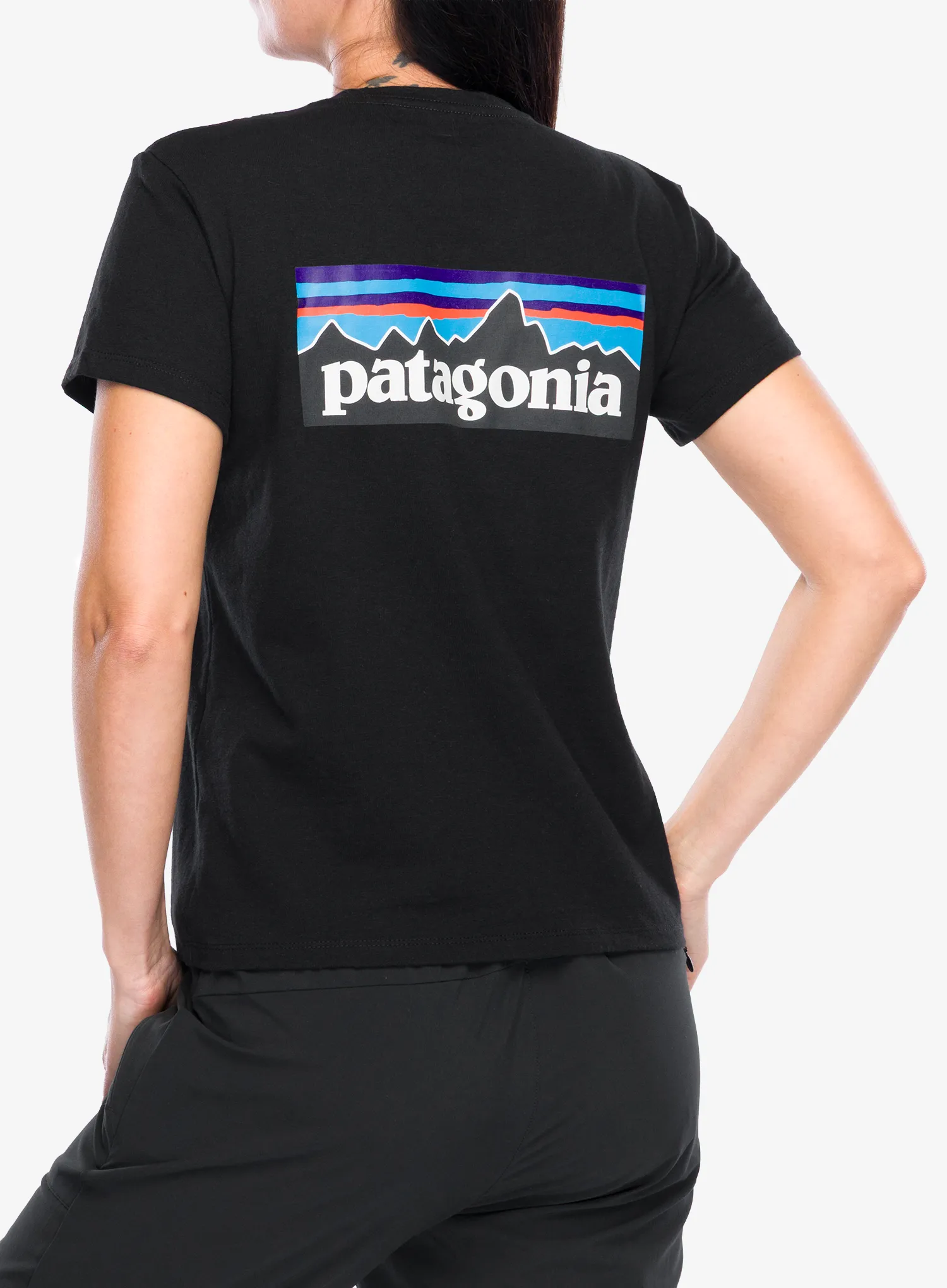 Дамска тениска с щампа Patagonia P-6 Logo Responsibili-Tee - black
