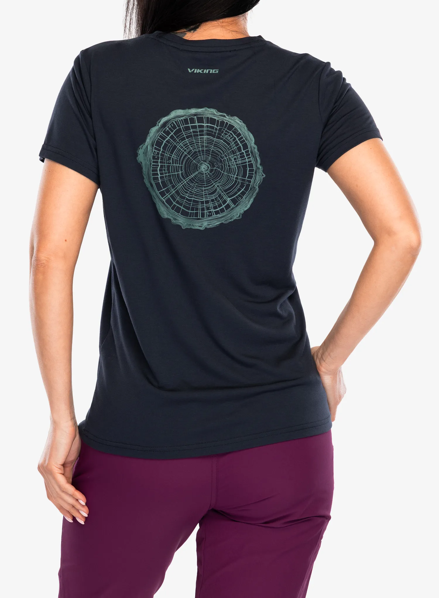 Дамска тениска с щампа Viking Rune Bamboo - navy/turquise