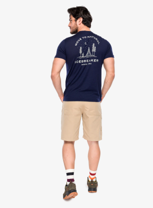 Тениска с щампа Icebreaker Merino 150 Tech Lite SS Tee Peaceful Pass - midnight navy
