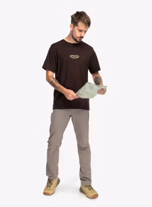 Тениска с щампа Patagonia 95 Oval Logo T-Shirt - den brown/heliotropic