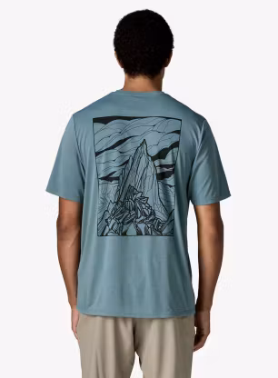 Тениска с щампа Patagonia Cap Cool Daily Shirt Cloud Crag - blue sage/light blue sage