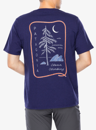 Тениска с щампа Patagonia Clean Climb Roots Responsibili-Tee - plummet purple