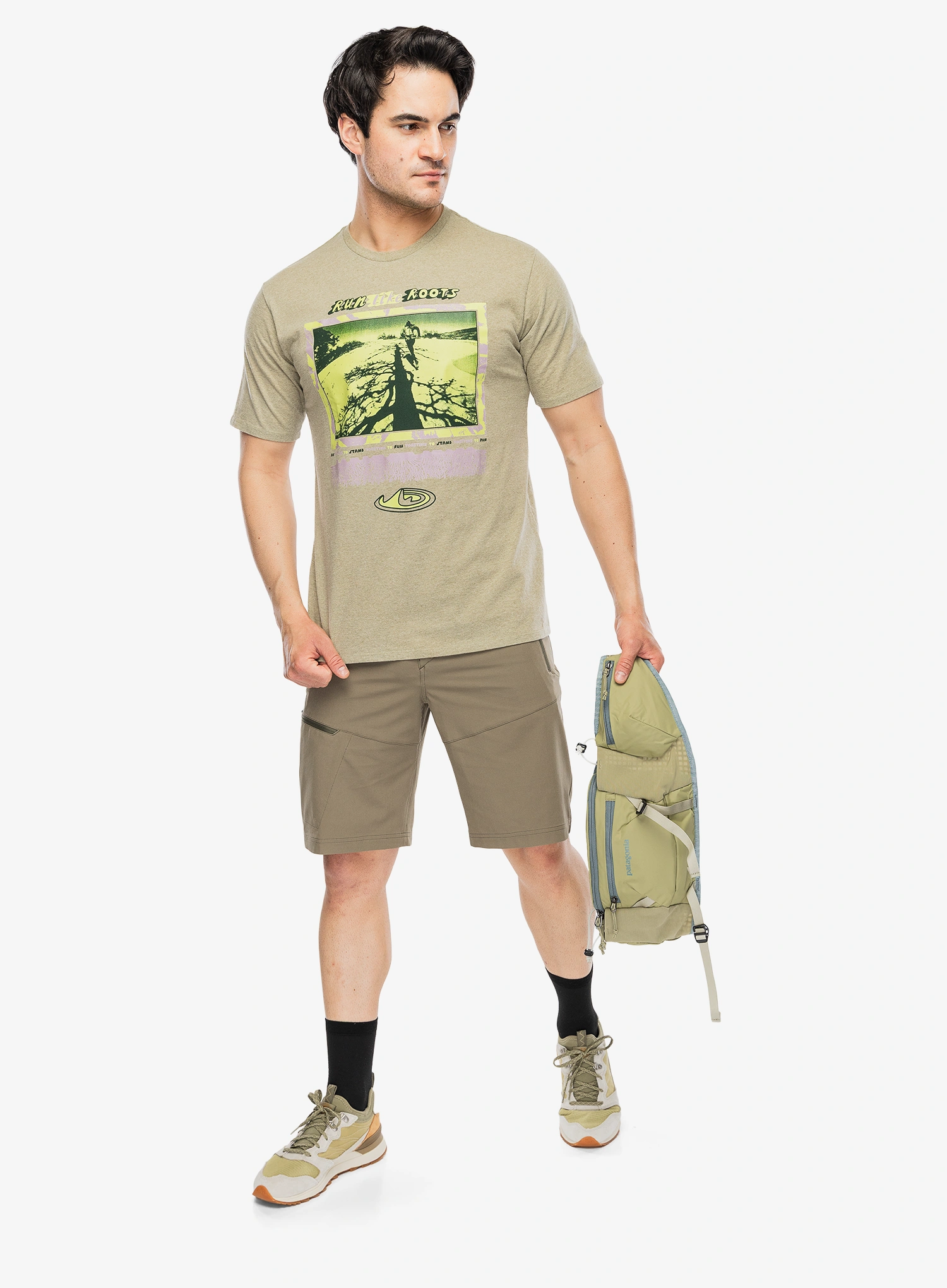 Тениска с щампа Patagonia Run Like Roots Responsibili-Tee - gumtree green