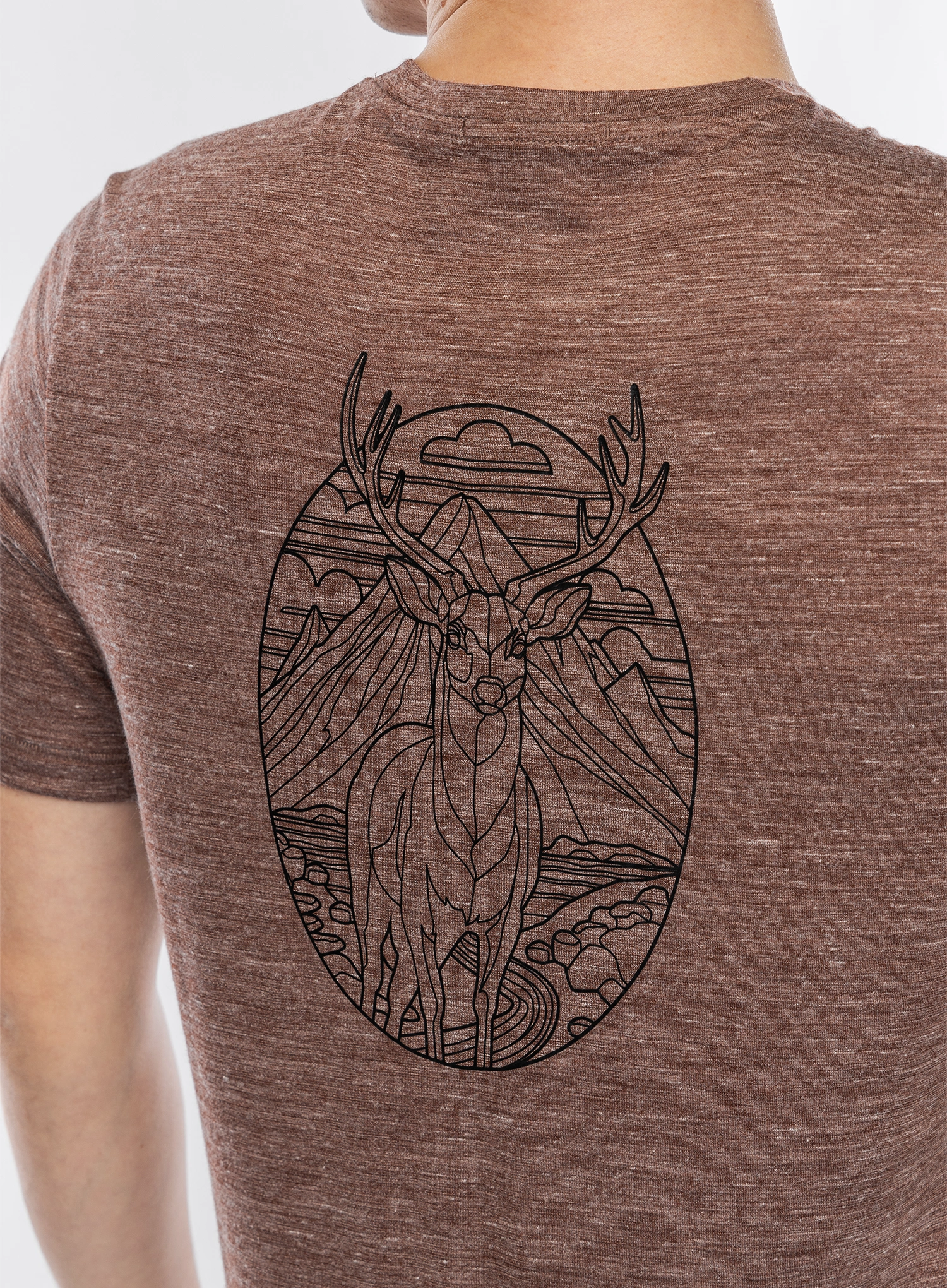 Тениска с щампа Smartwool Stag Stare Hemp Short Sleeve Graphic Tee - sable brown heather
