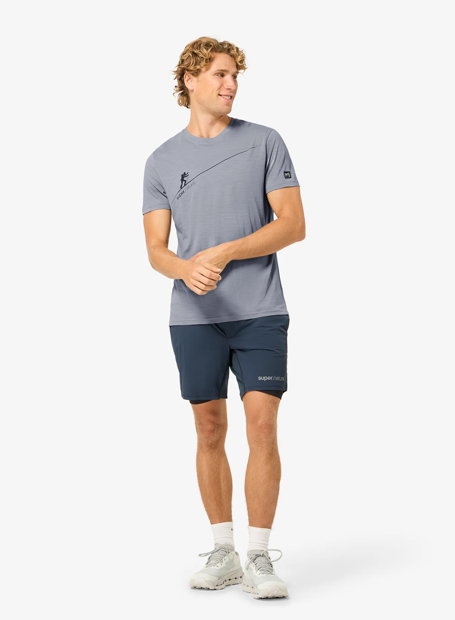 Тениска с щампа Super.natural Haute Route Tee - foggy blue/blueberry