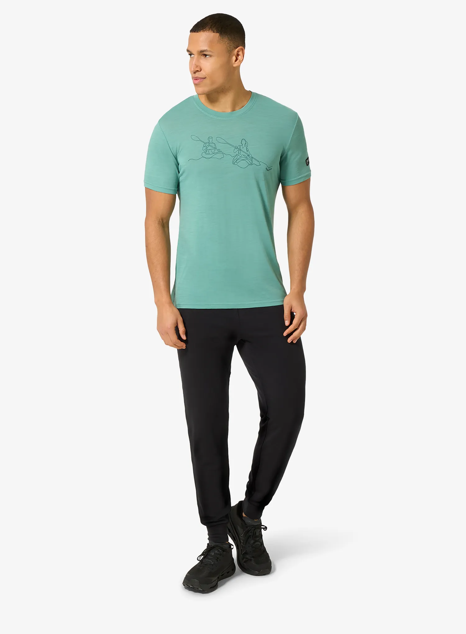 Тениска с щампа Super.natural Kanulines Tee - lagoon green/blueberry