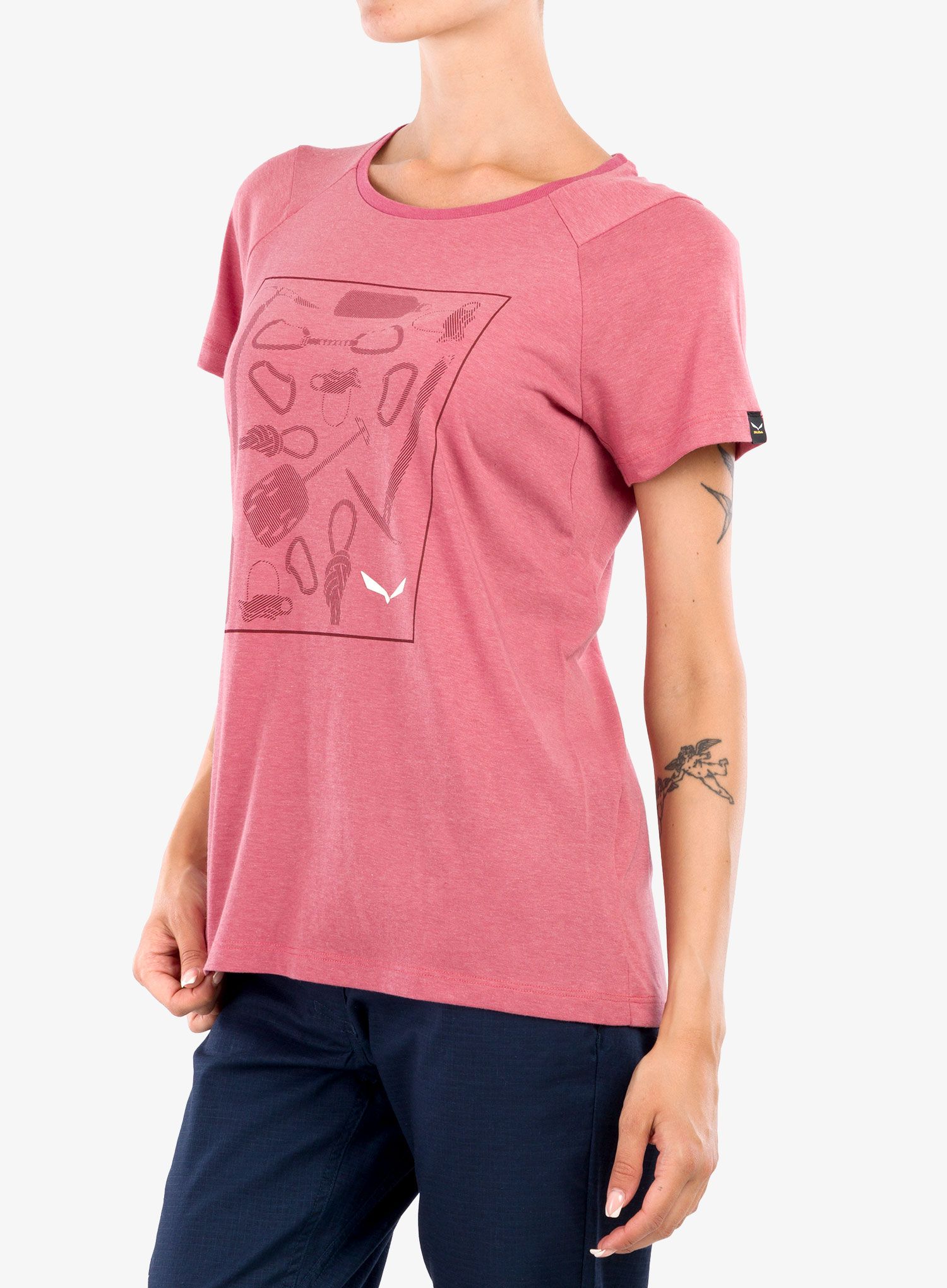 Дамска тениска Salewa Pure Box Dry T-shirt - mauvemood melange