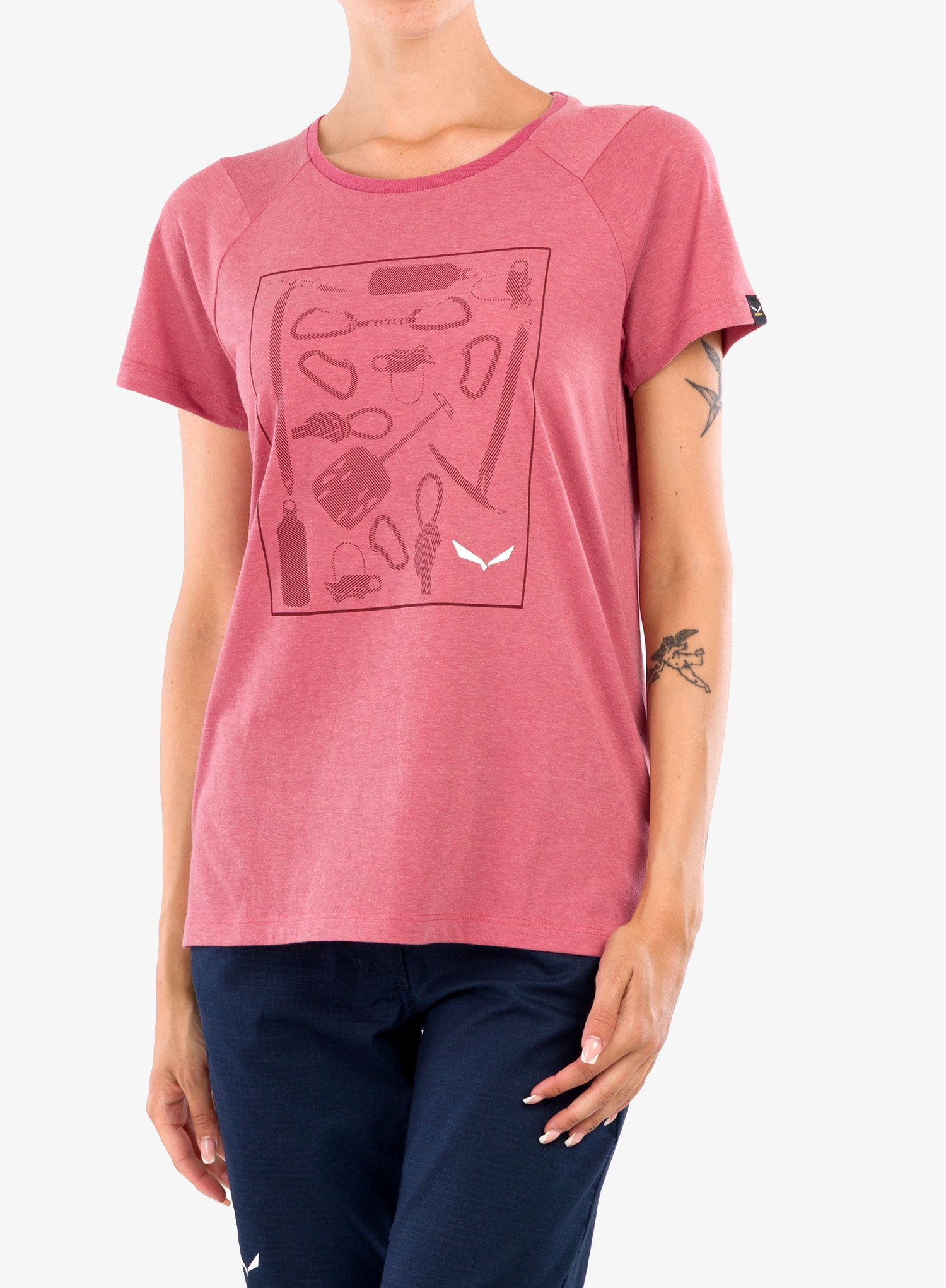 Дамска тениска Salewa Pure Box Dry T-shirt - mauvemood melange