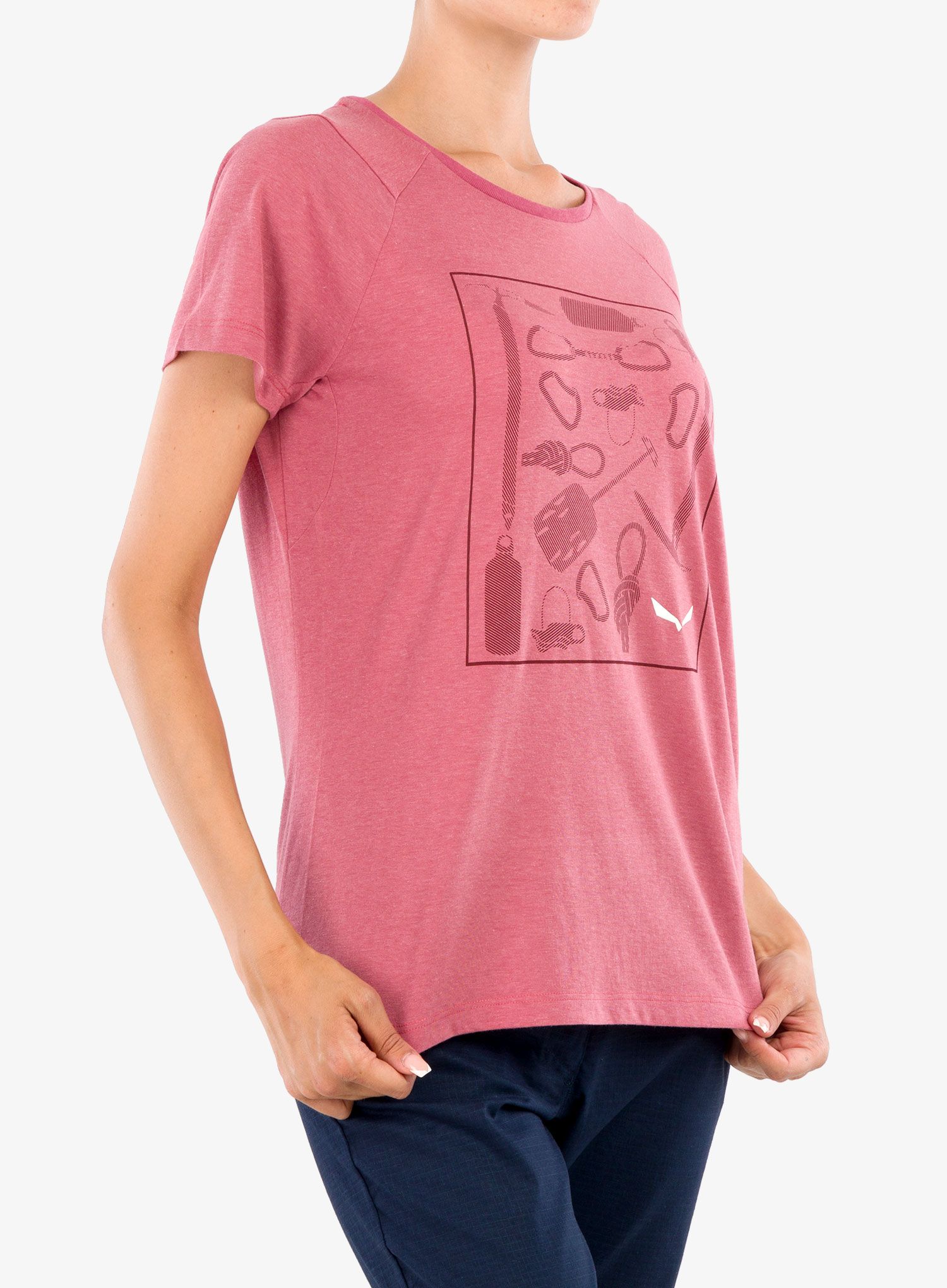 Дамска тениска Salewa Pure Box Dry T-shirt - mauvemood melange