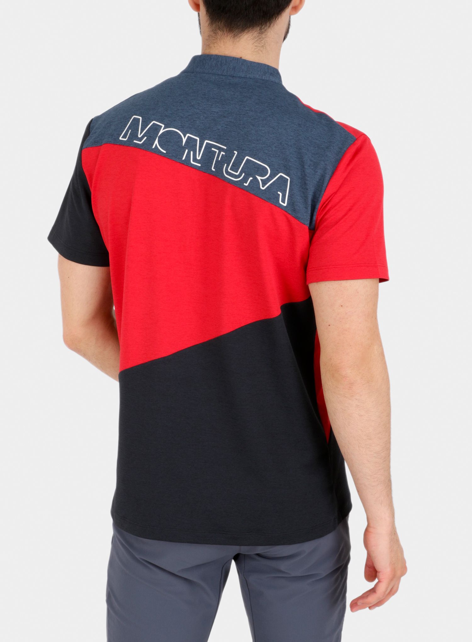Бързосъхнеща тениска Montura Vertical Block Zip T-shirt - red/powder blue