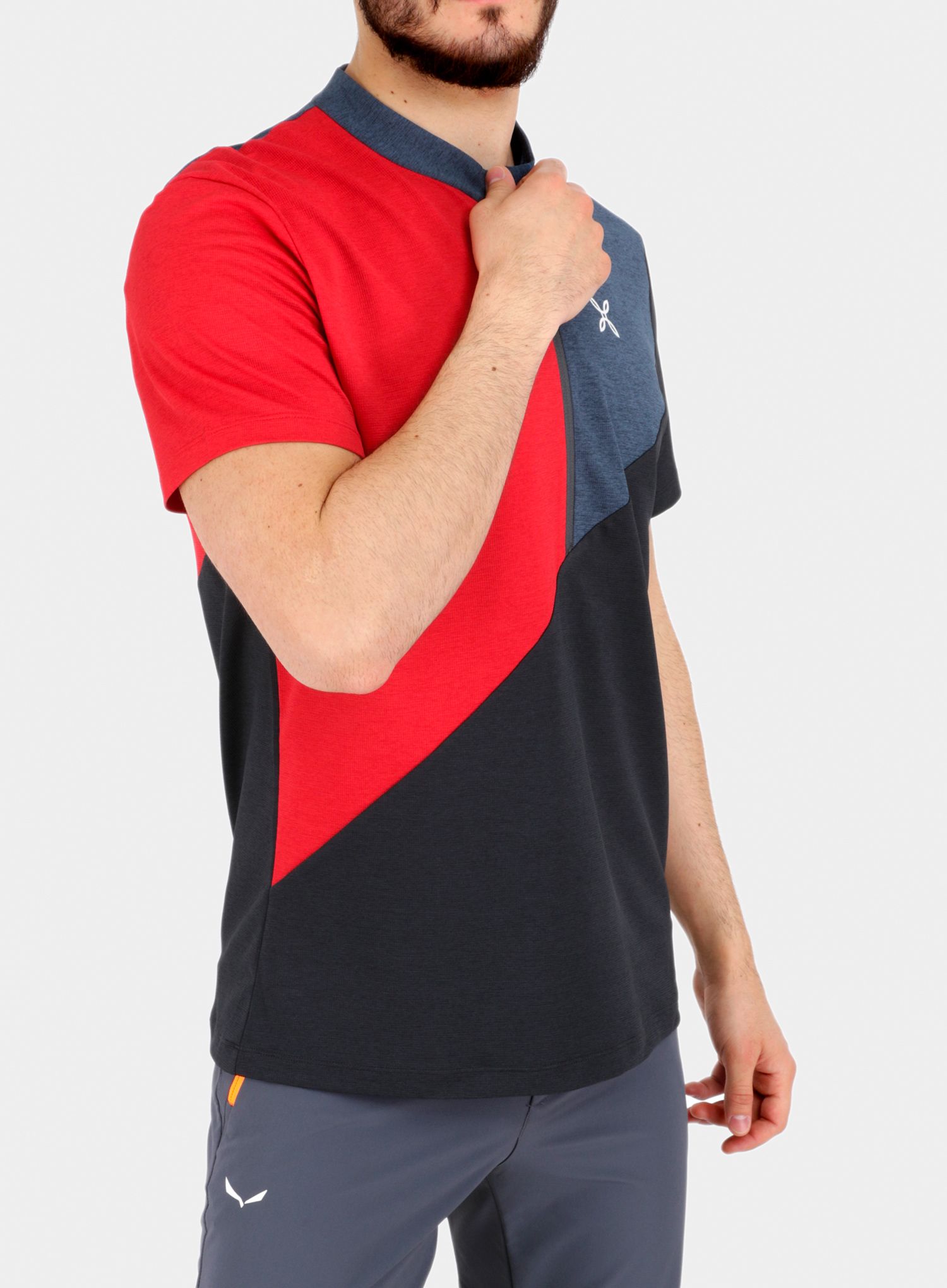 Бързосъхнеща тениска Montura Vertical Block Zip T-shirt - red/powder blue