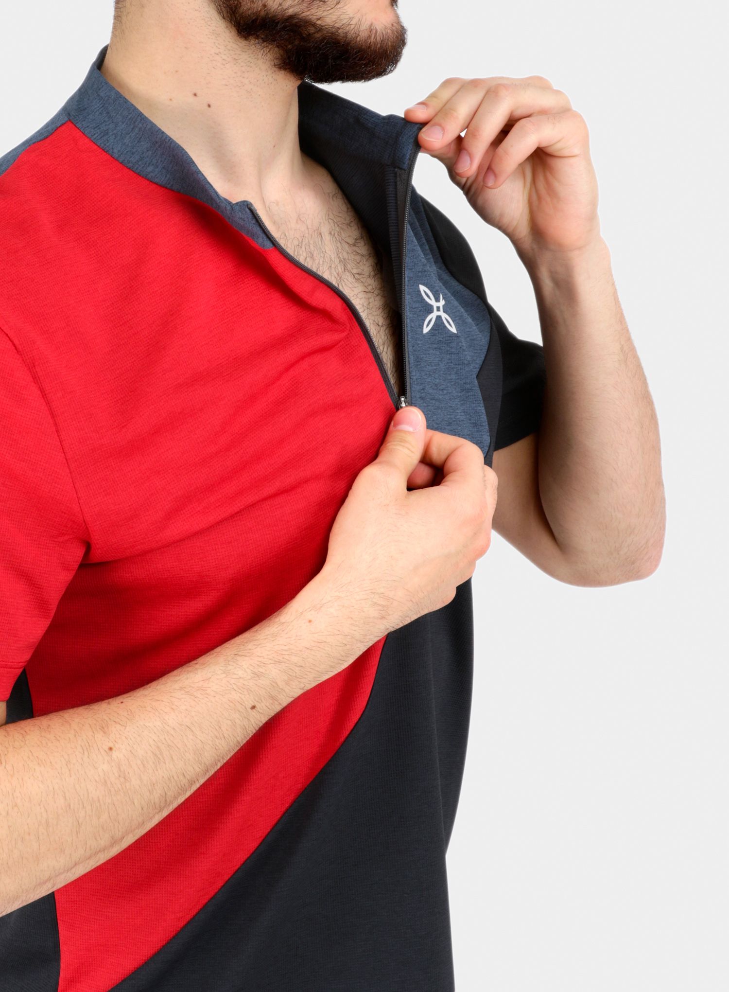 Бързосъхнеща тениска Montura Vertical Block Zip T-shirt - red/powder blue