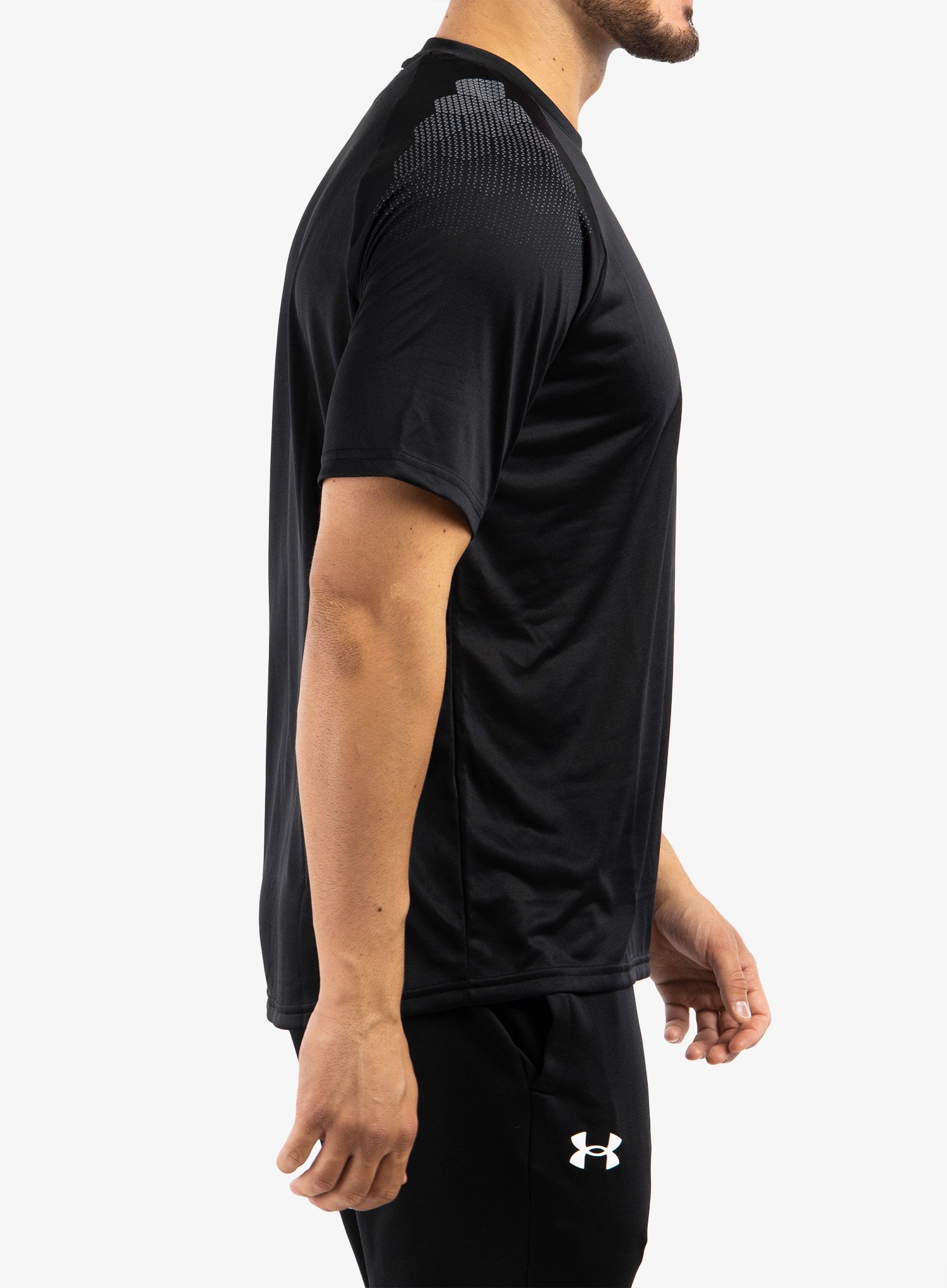 Тениска за тренировка Under Armour Armourprint SS - black/halo gray