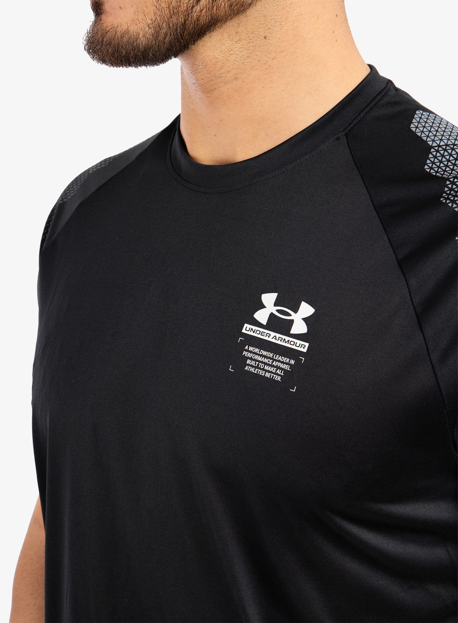 Тениска за тренировка Under Armour Armourprint SS - black/halo gray