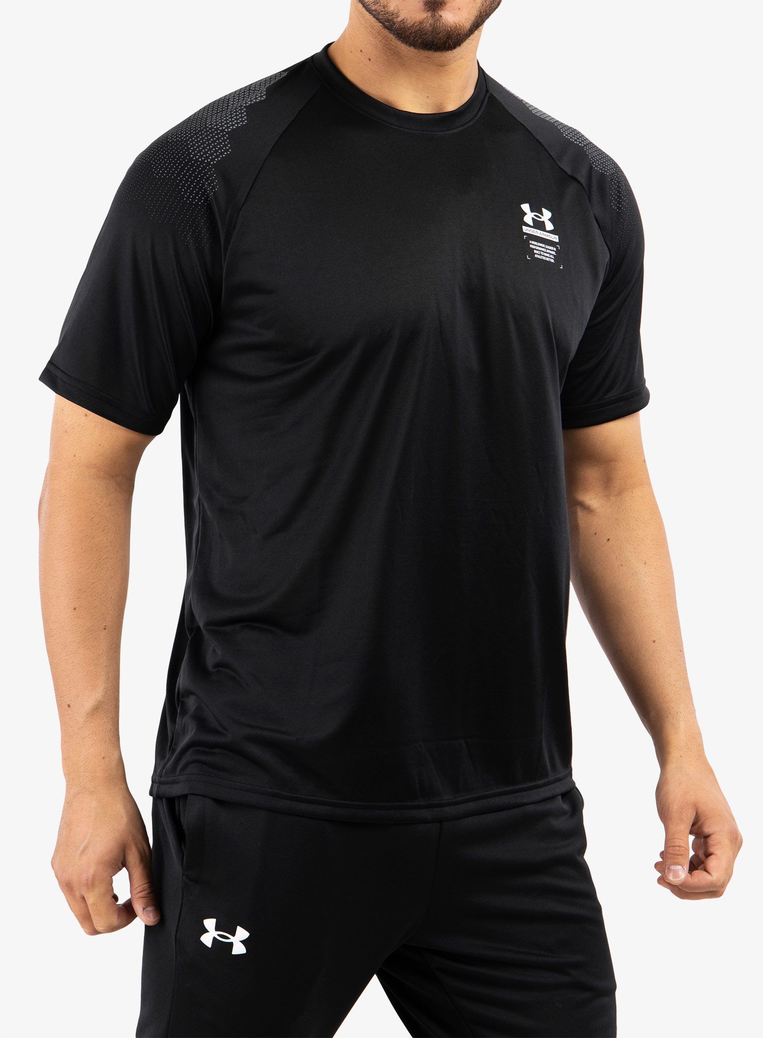 Тениска за тренировка Under Armour Armourprint SS - black/halo gray