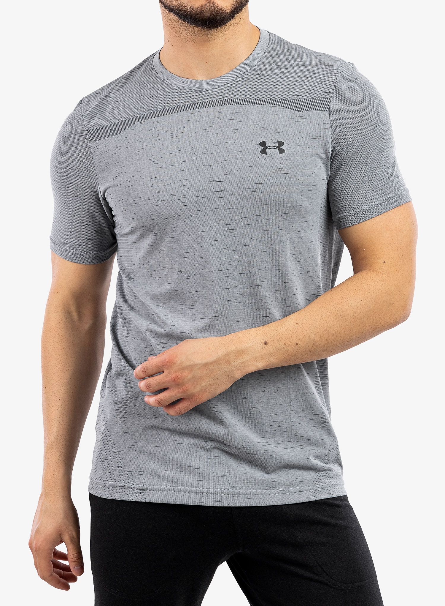 Тениска за тренировка Under Armour UA Seamless Short Sleeve - mod gray/black