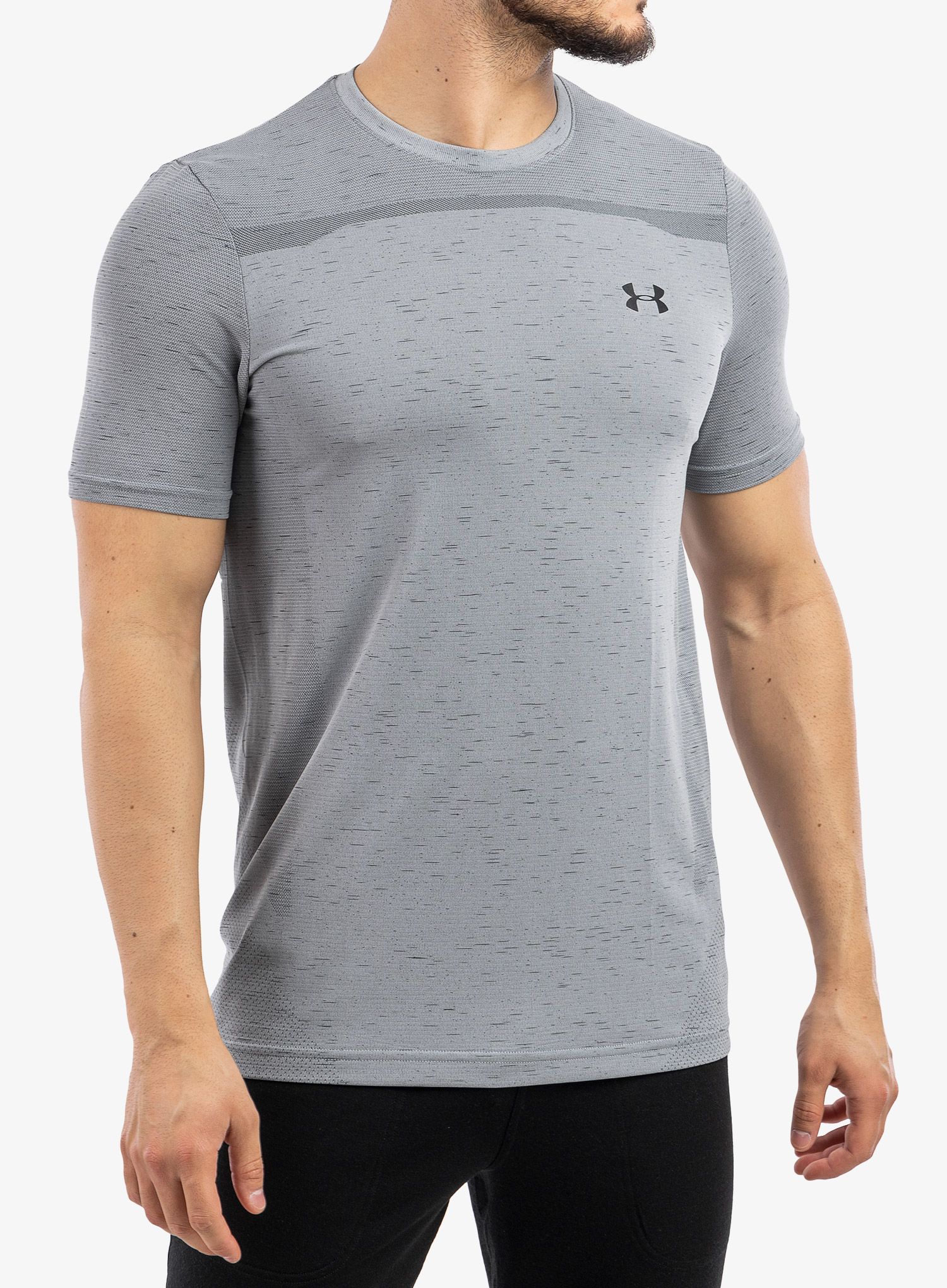 Тениска за тренировка Under Armour UA Seamless Short Sleeve - mod gray/black