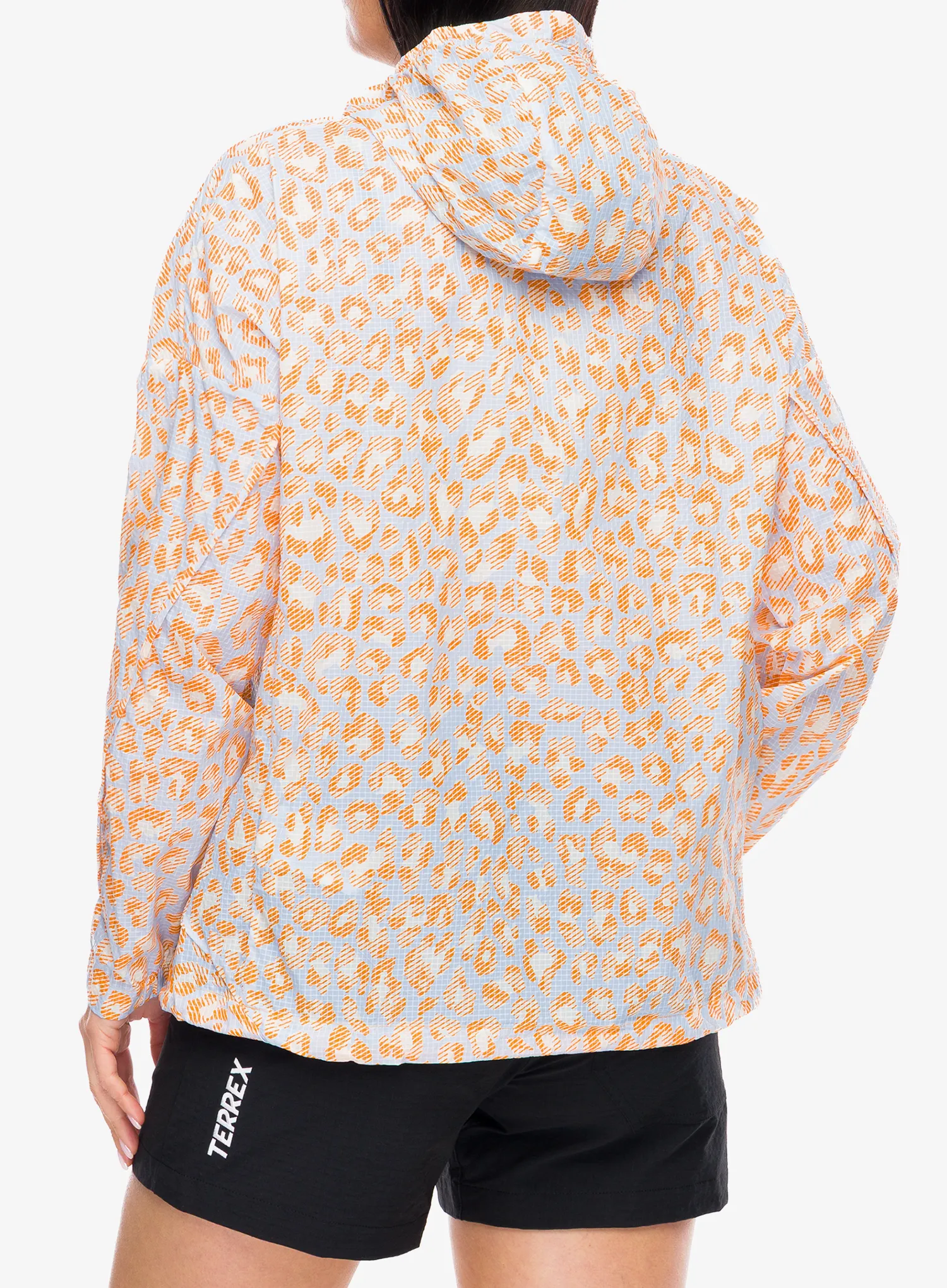 Дамско яке adidas TERREX Xploric CLIMA365 Printed Wind Anorak - white/glow blue/pure tangerine