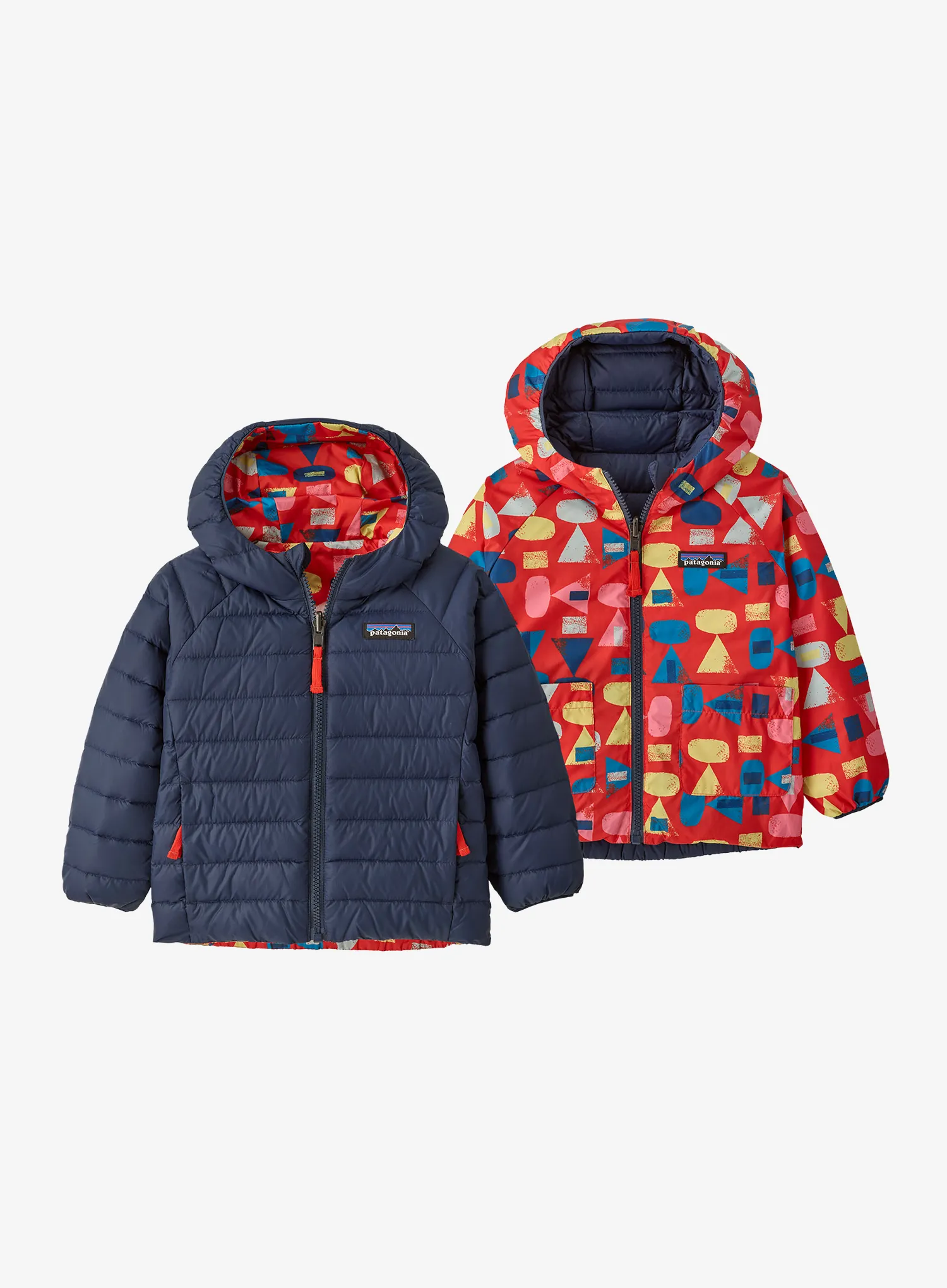 Детско яке Patagonia Baby Reversible Down Sweater Hoody - forest being/sizzle red