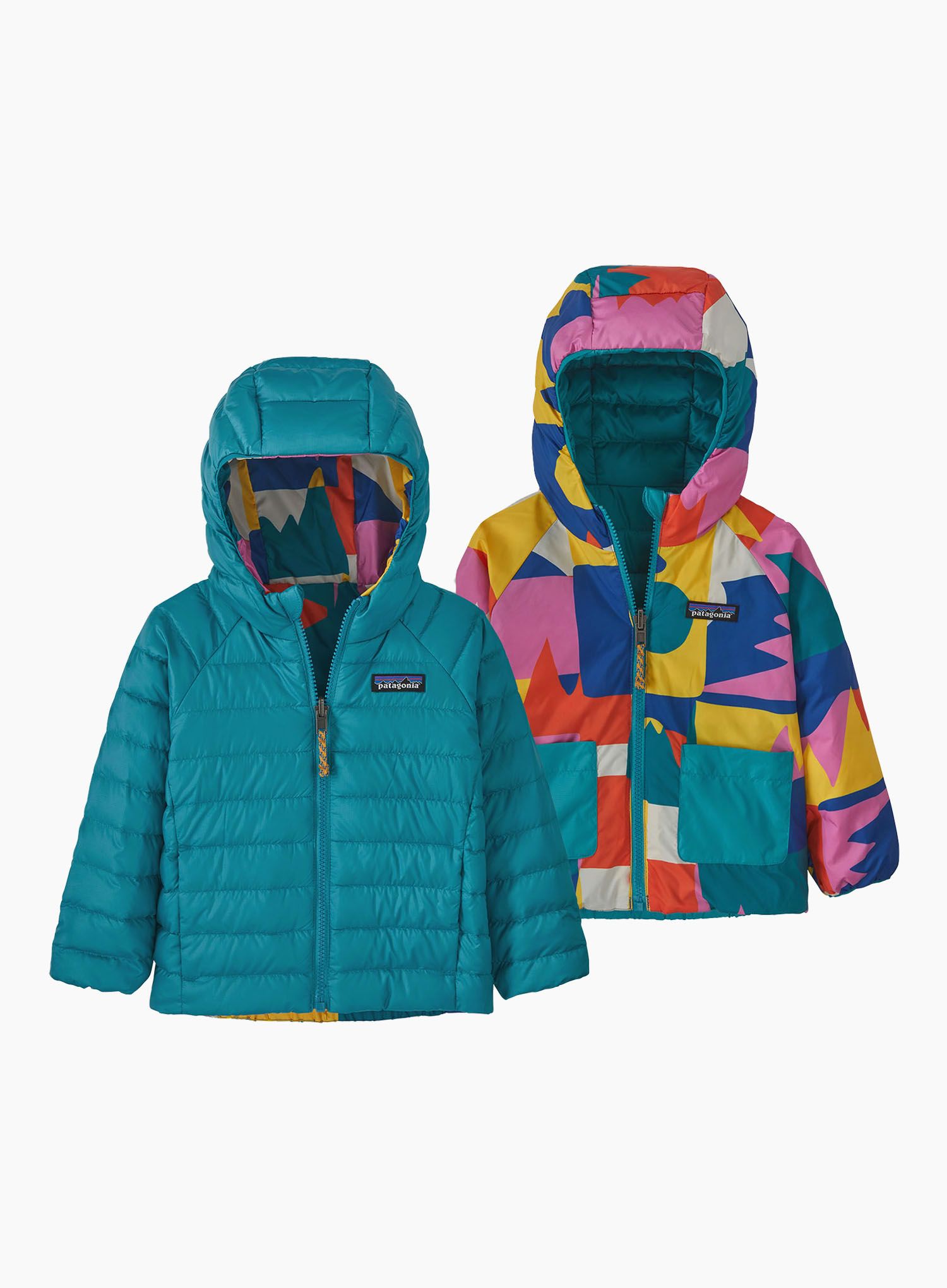 Детско яке Patagonia Baby Reversible Down Sweater Hoody - frontera/passage blue