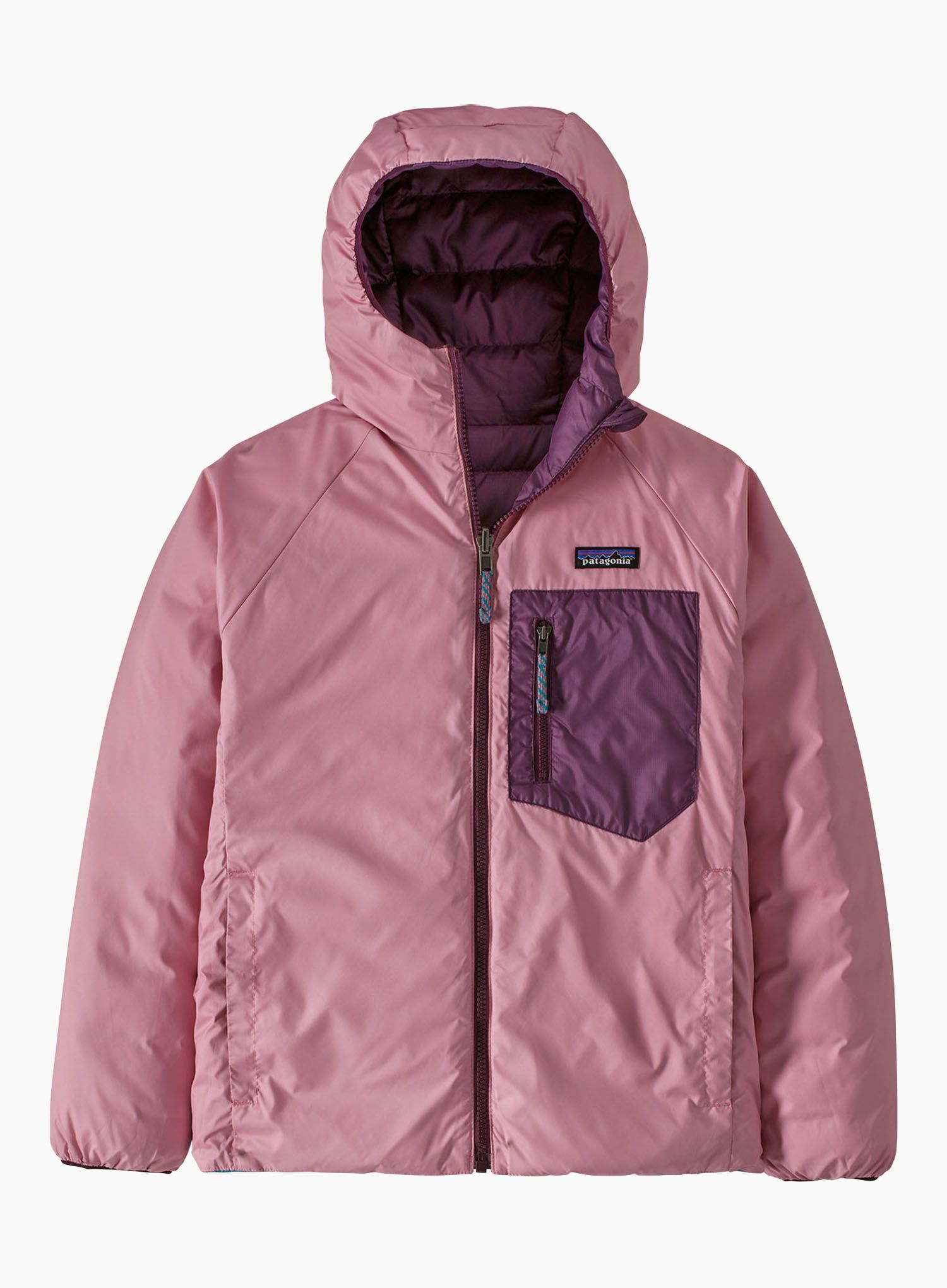 Детско яке Patagonia Reversible Down Sweater Hoody - planet pink