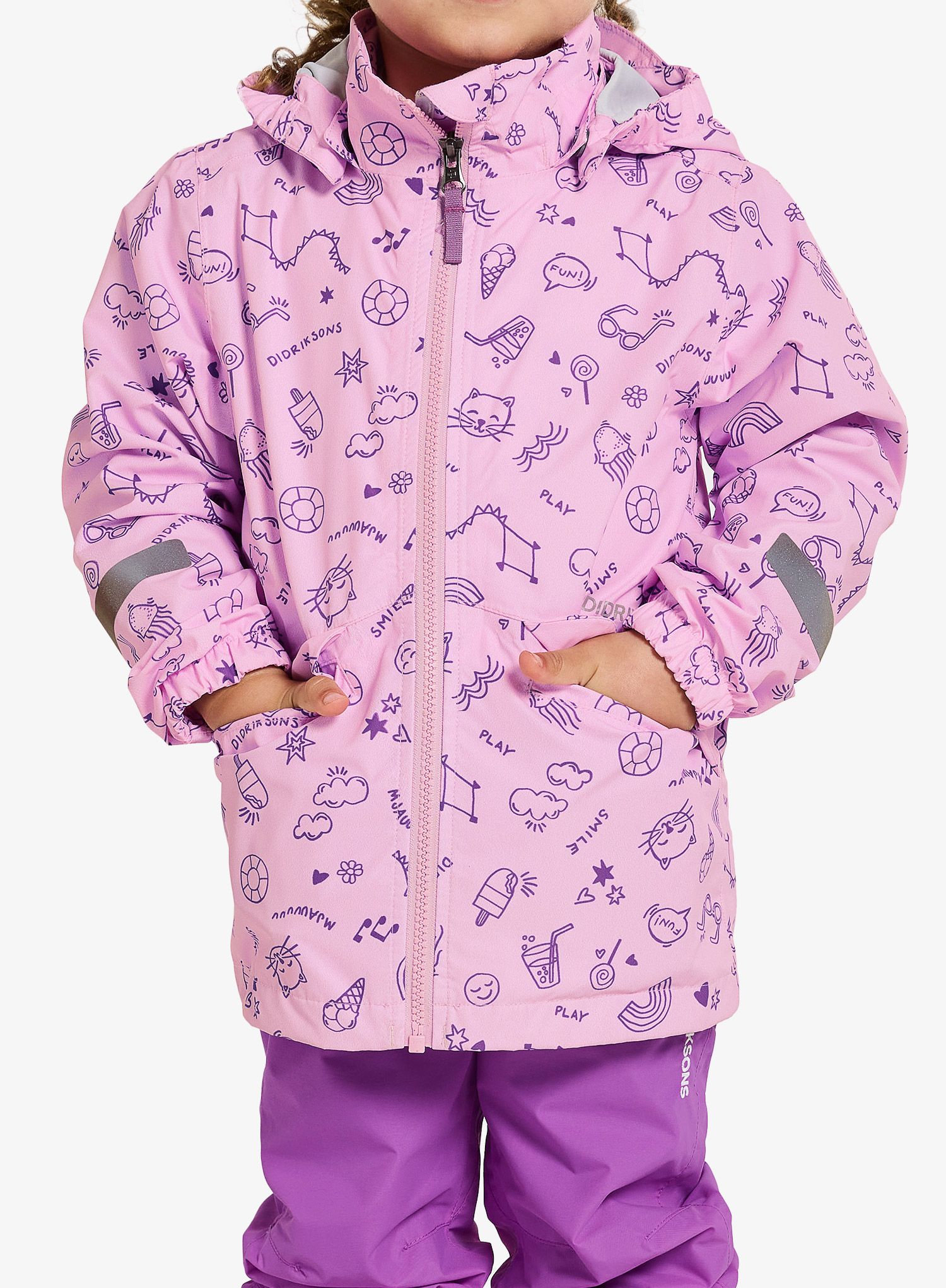 Яке за момиче Didriksons Norma Print Jacket 3 - doodle orchid pink