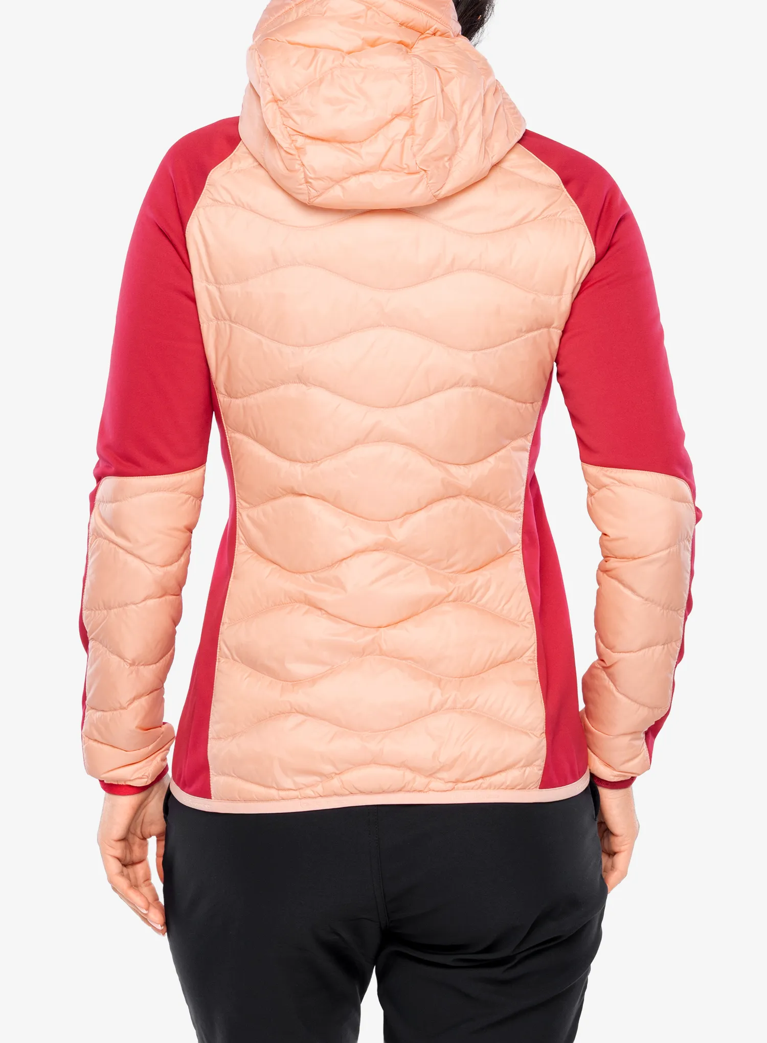 Дамско хибридно яке Peak Performance Helium Down Hybrid Hood - peach fuzz/tech burgundy