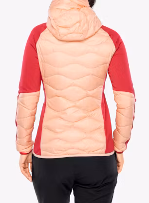 Дамско хибридно яке Peak Performance Helium Down Hybrid Hood - peach fuzz/tech burgundy