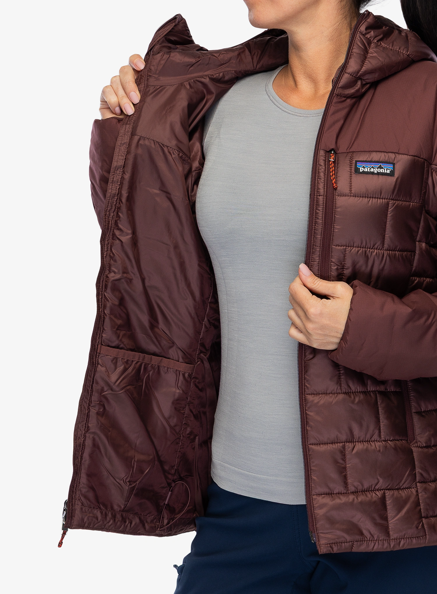 Дамско изолирано яке Patagonia Hi-Loft Nano Puff Hoody - dark ruby