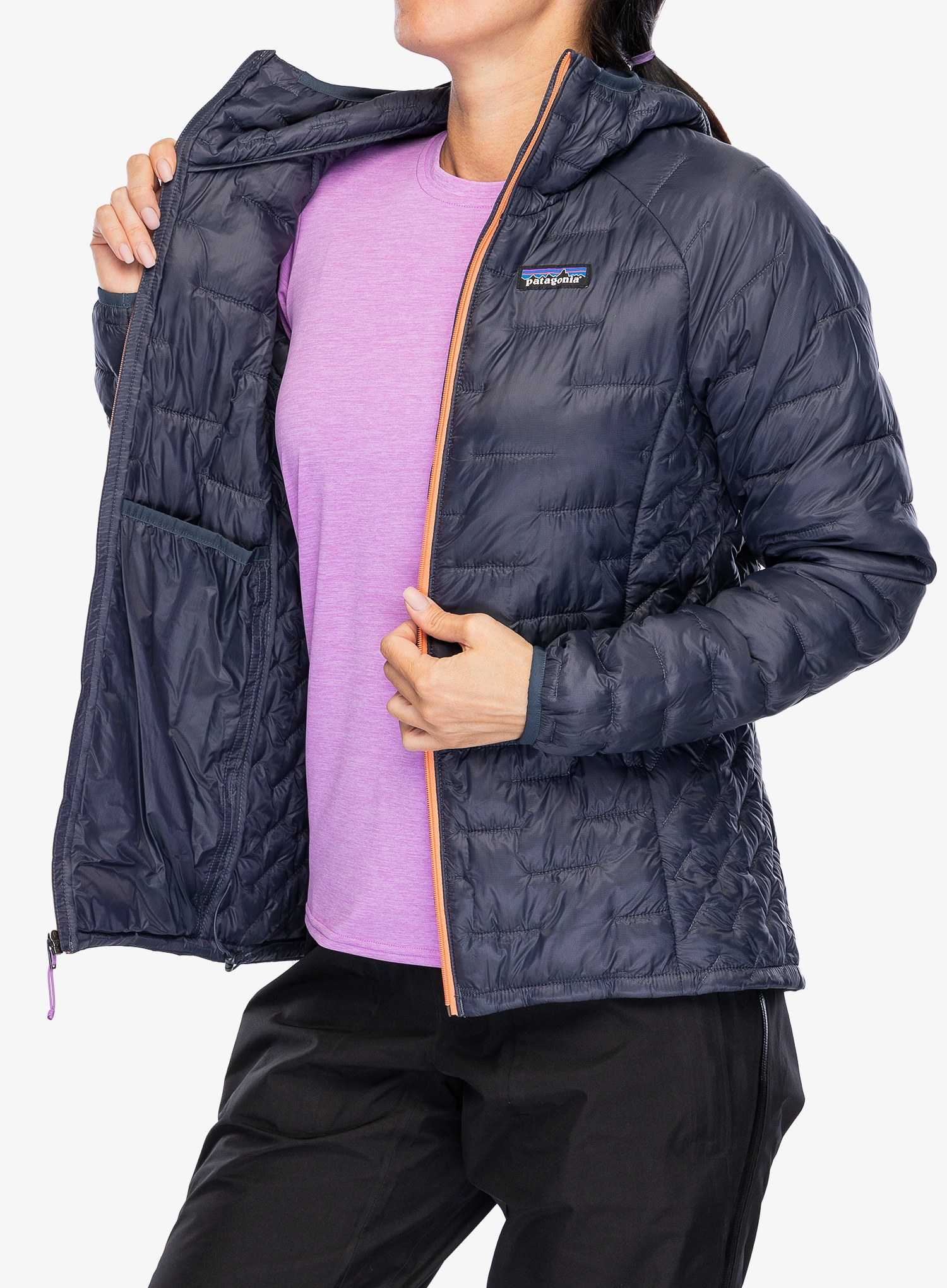 Дамско изолирано яке Patagonia Micro Puff Hoody - smolder blue/p6 blue