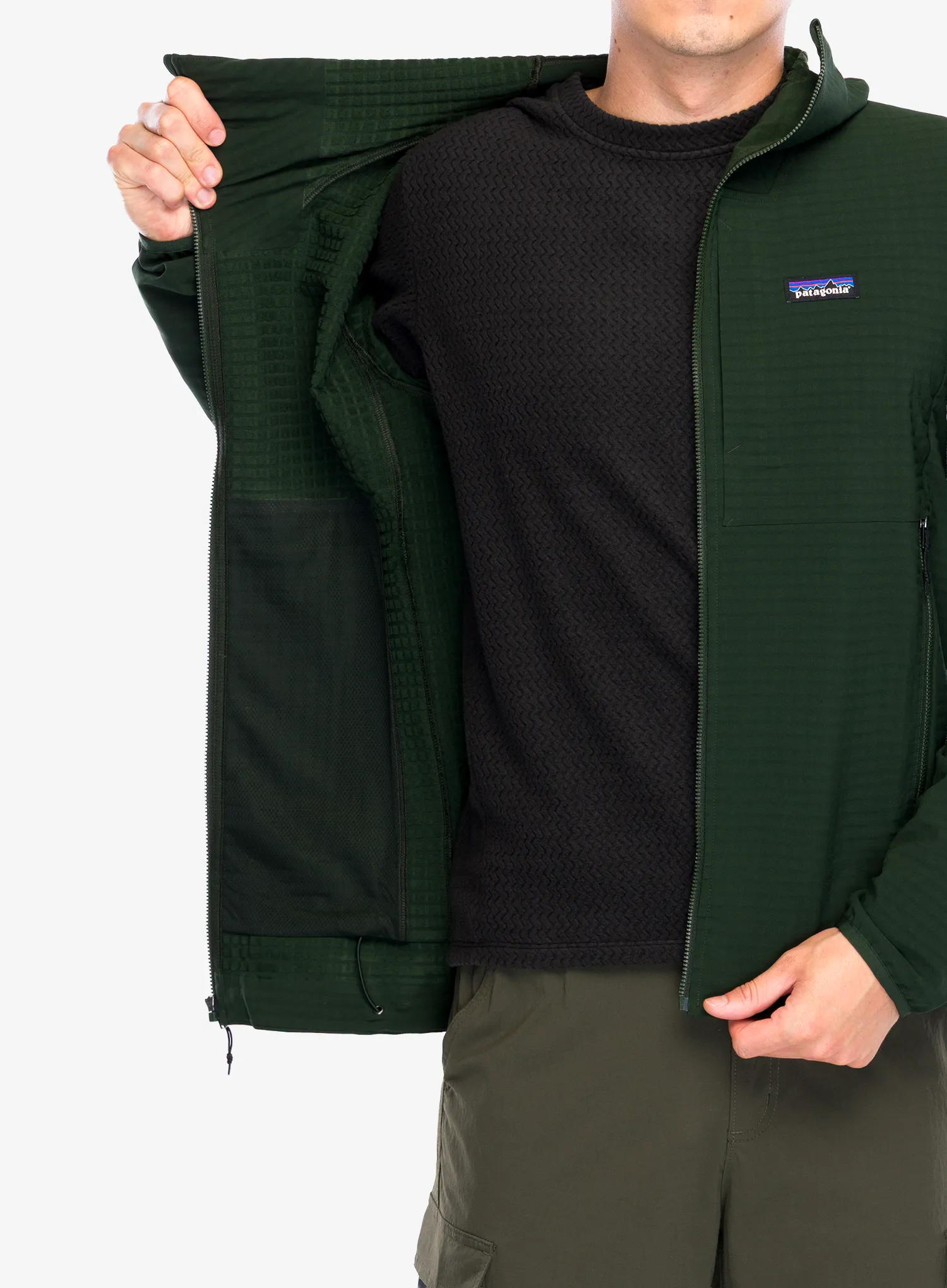 Яке Patagonia R1 TechFace Hoody - old growth green
