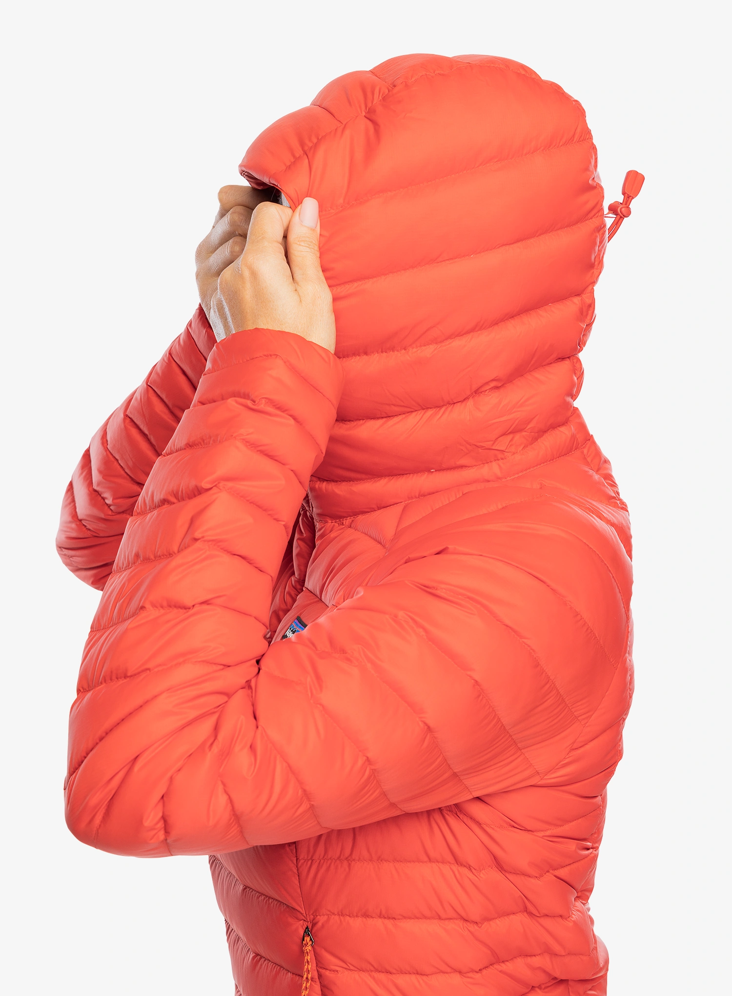 Дамско пухено яке Patagonia Down Sweater Hoody - sizzle red