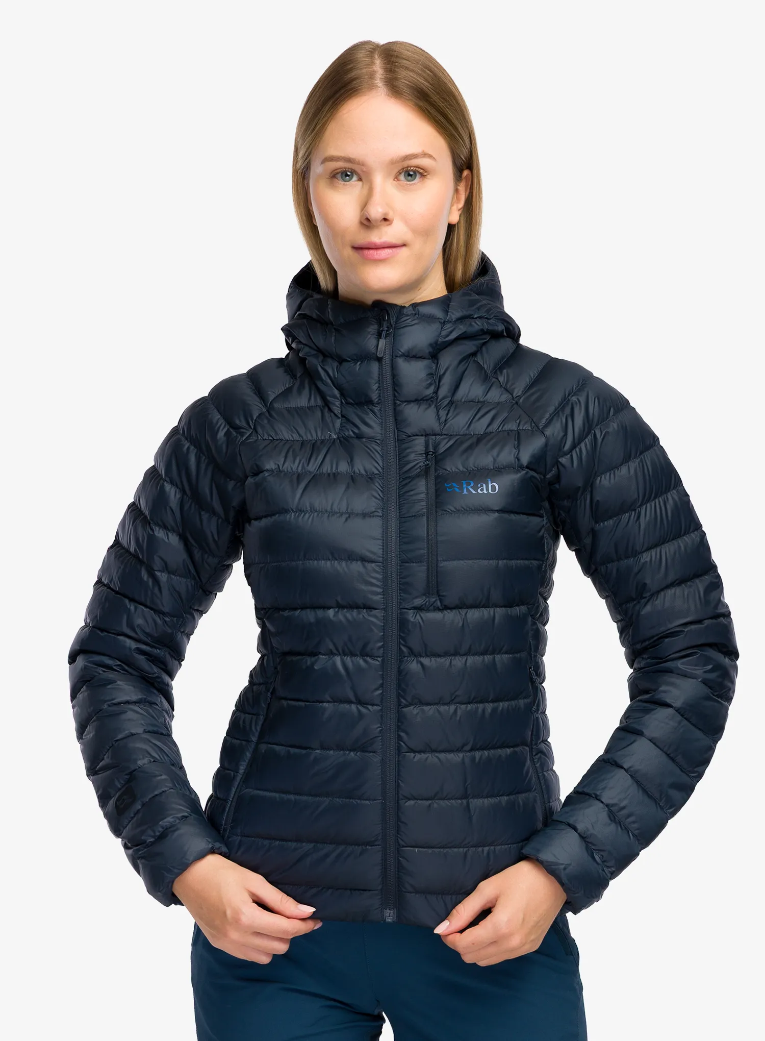 Дамско пухено яке Rab Microlight Alpine Hoody - blue galaxy