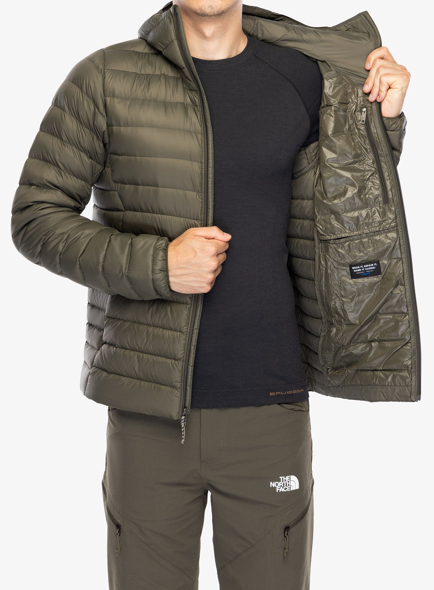 Пухено яке Patagonia Down Sweater Hoody - pine needle green